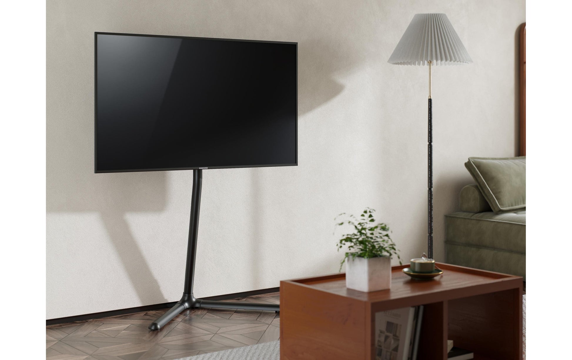 Puremounts Displayständer, schwenkbar, höhenverstellbar, bis 70", VESA 400×200, bis 40 kg, schwarz