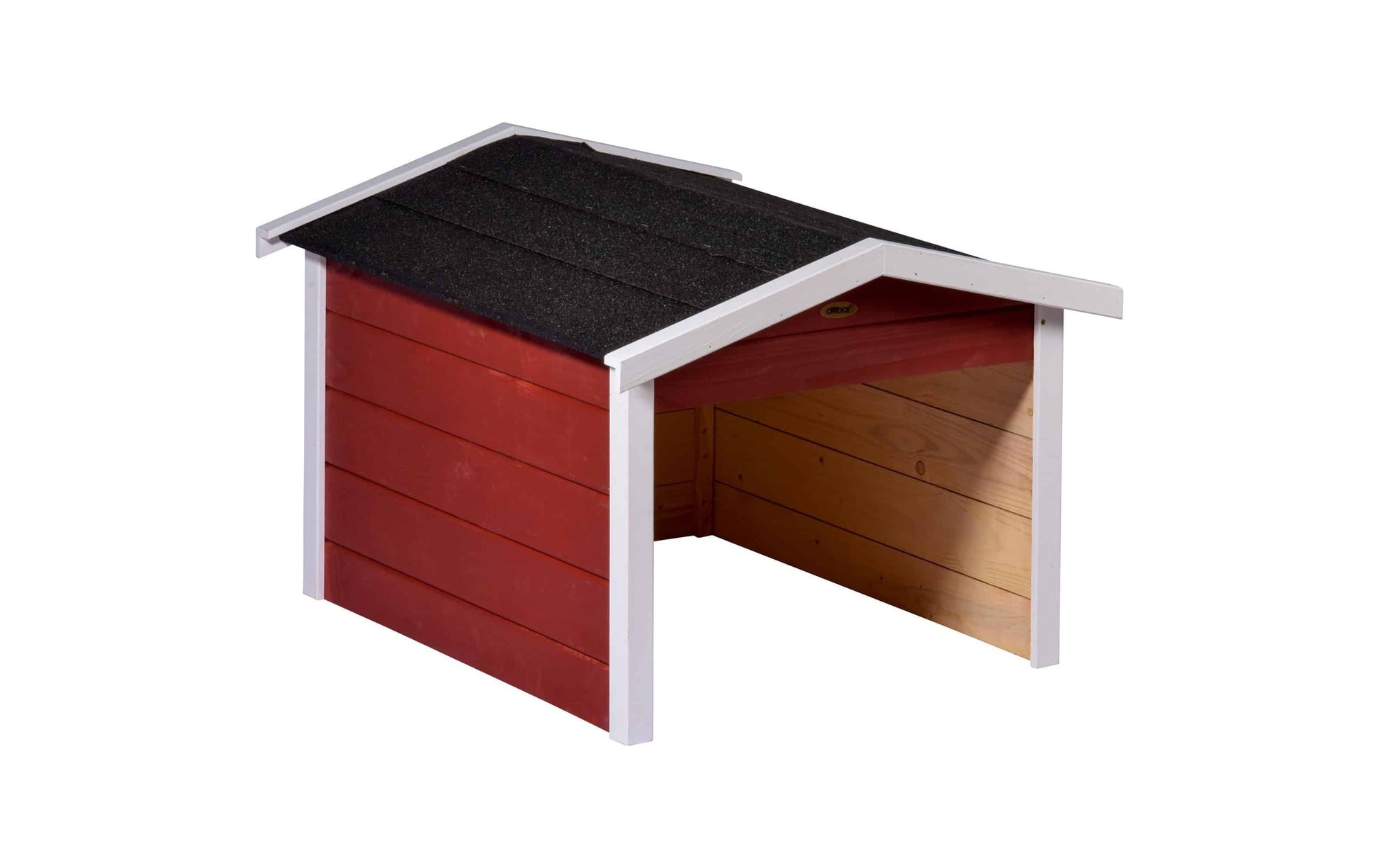 Dobar Oslo Mähroboter-Garage – wetterfest, UV-geschützt, rot, Holz, B 680 × H 520 × T 760 mm, für alle Marken