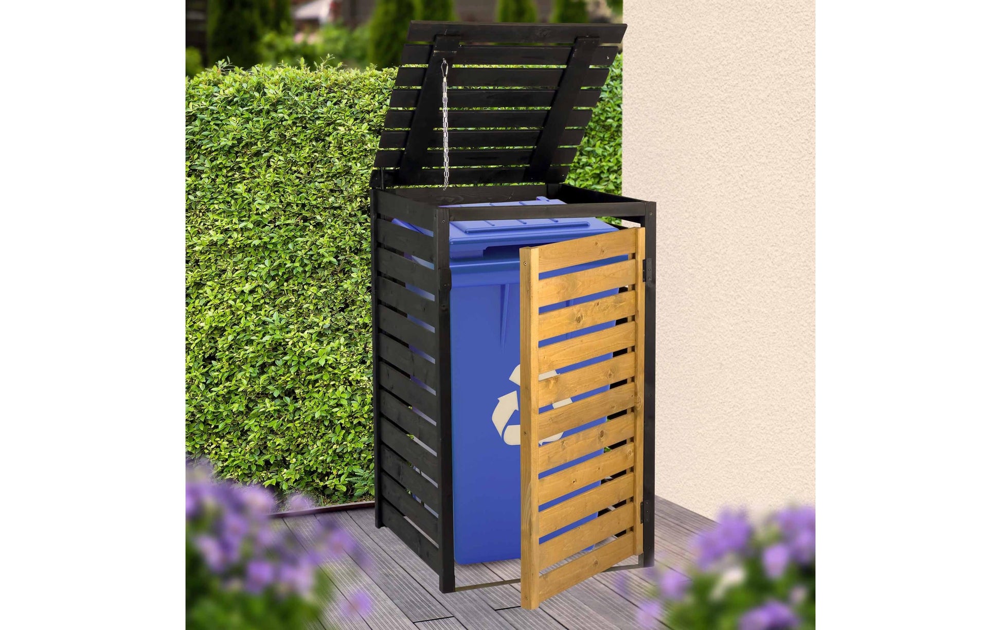 Dobar 93900FSCE Aufbewahrungsbox 120 L – Holz – Schwarz/Braun – 670 × 1120 × 695 mm