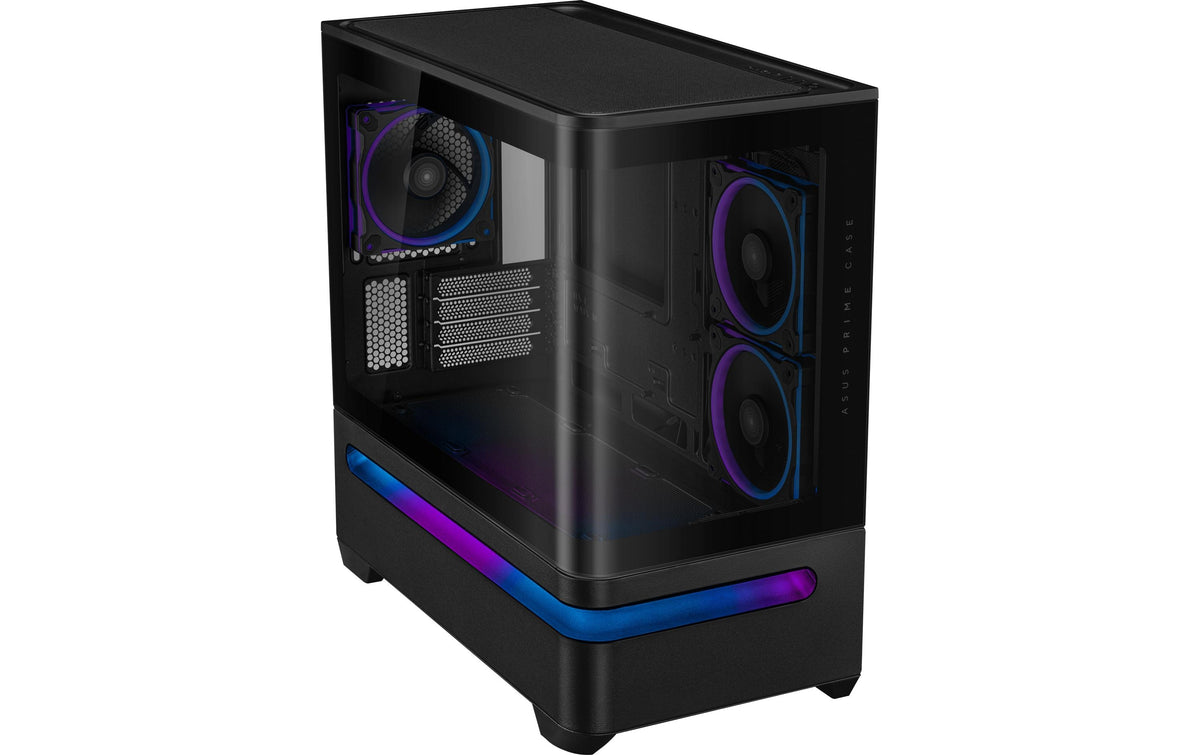 ASUS AP202 PRIME TG – PC-Gehäuse – Mid-Tower, für Micro-ATX, Mini-ITX, 6 Lüfterplätze, Schwarz, Hartglas