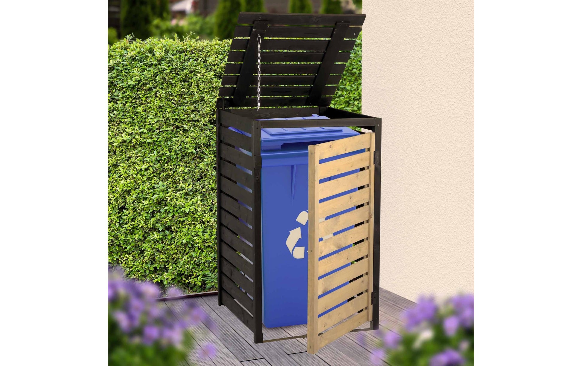Dobar Aufbewahrungsbox 120 L – Holz – Schwarz – 670 × 1120 × 695 mm