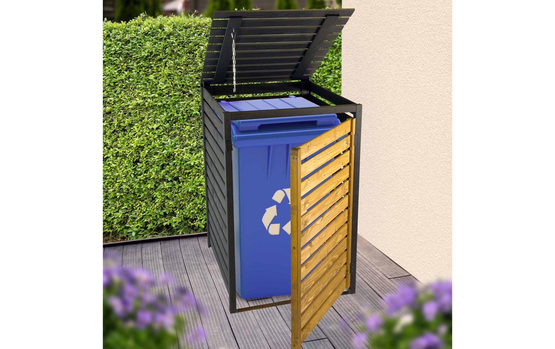 Dobar Müllcontainer 93902FSCE – 240 l – Holz, braun – für 240 l Mülltonnen