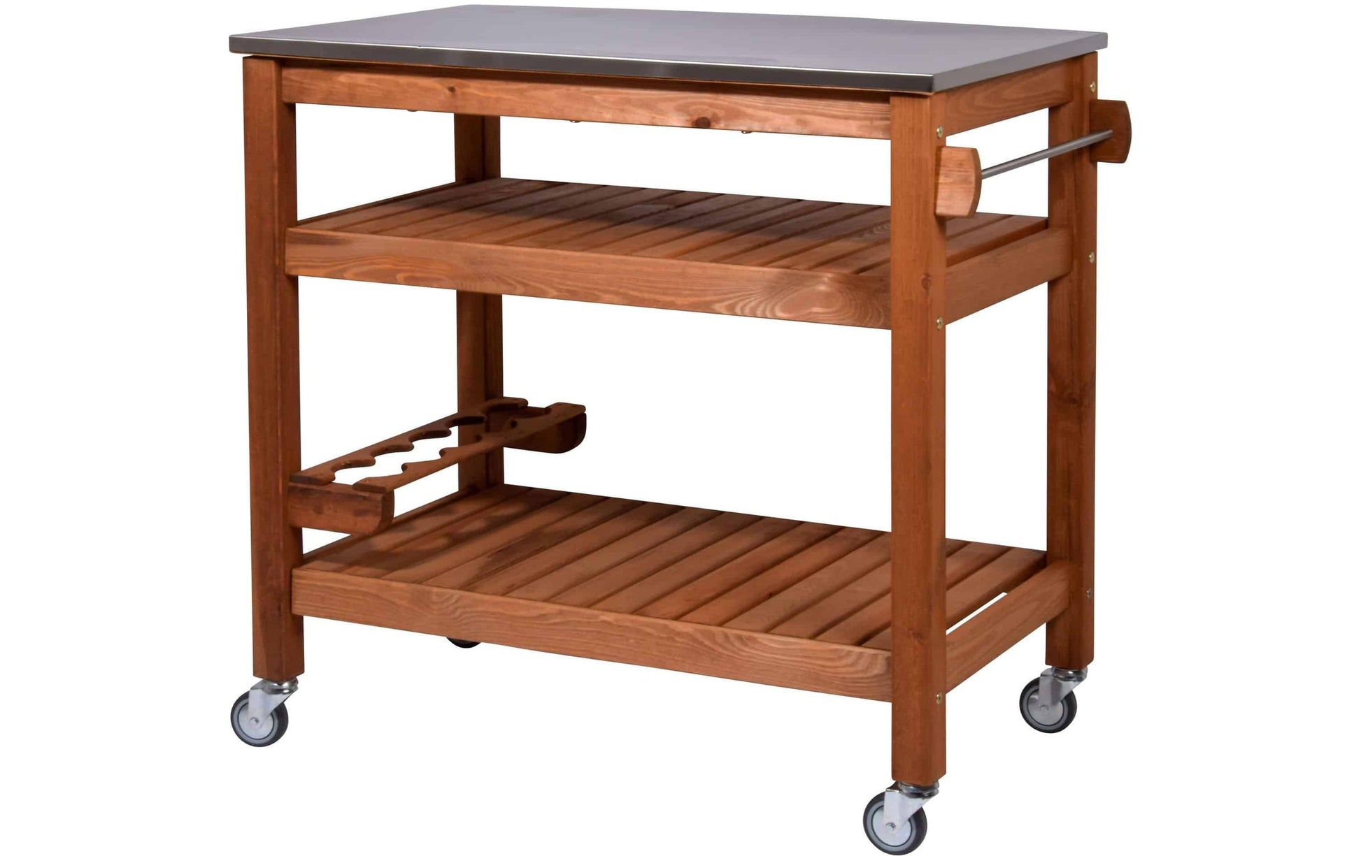 Dobar Beistellwagen 1-teilig – Braun – Pinienwald – Tisch 94 × 58 × 90 cm – für draussen