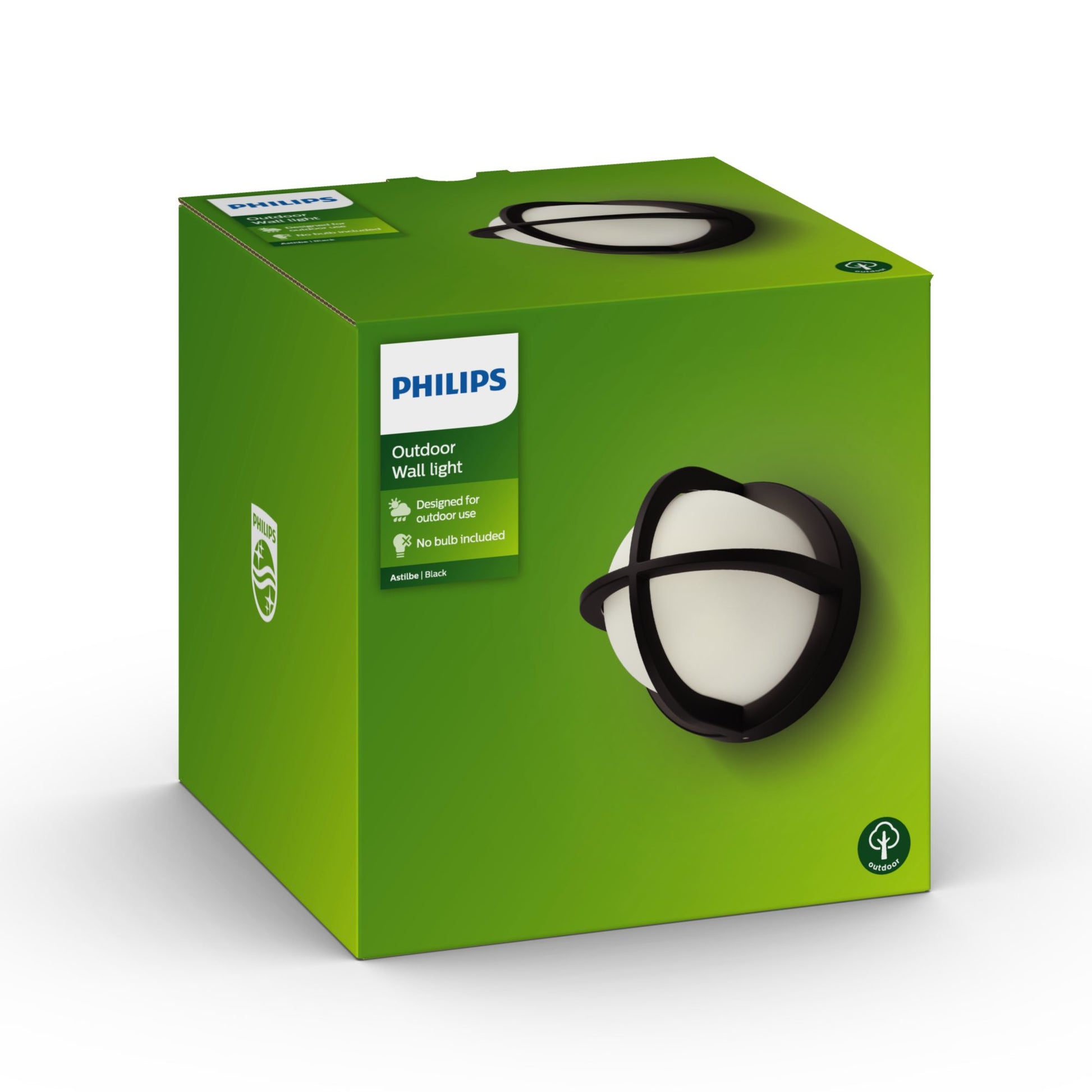 Philips by Signify Philips Aussenwandleuchte Astilbe – 18×9 cm, 42 W, IP44, Netzbetrieb, dimmbar, Schwarz, Aluminium