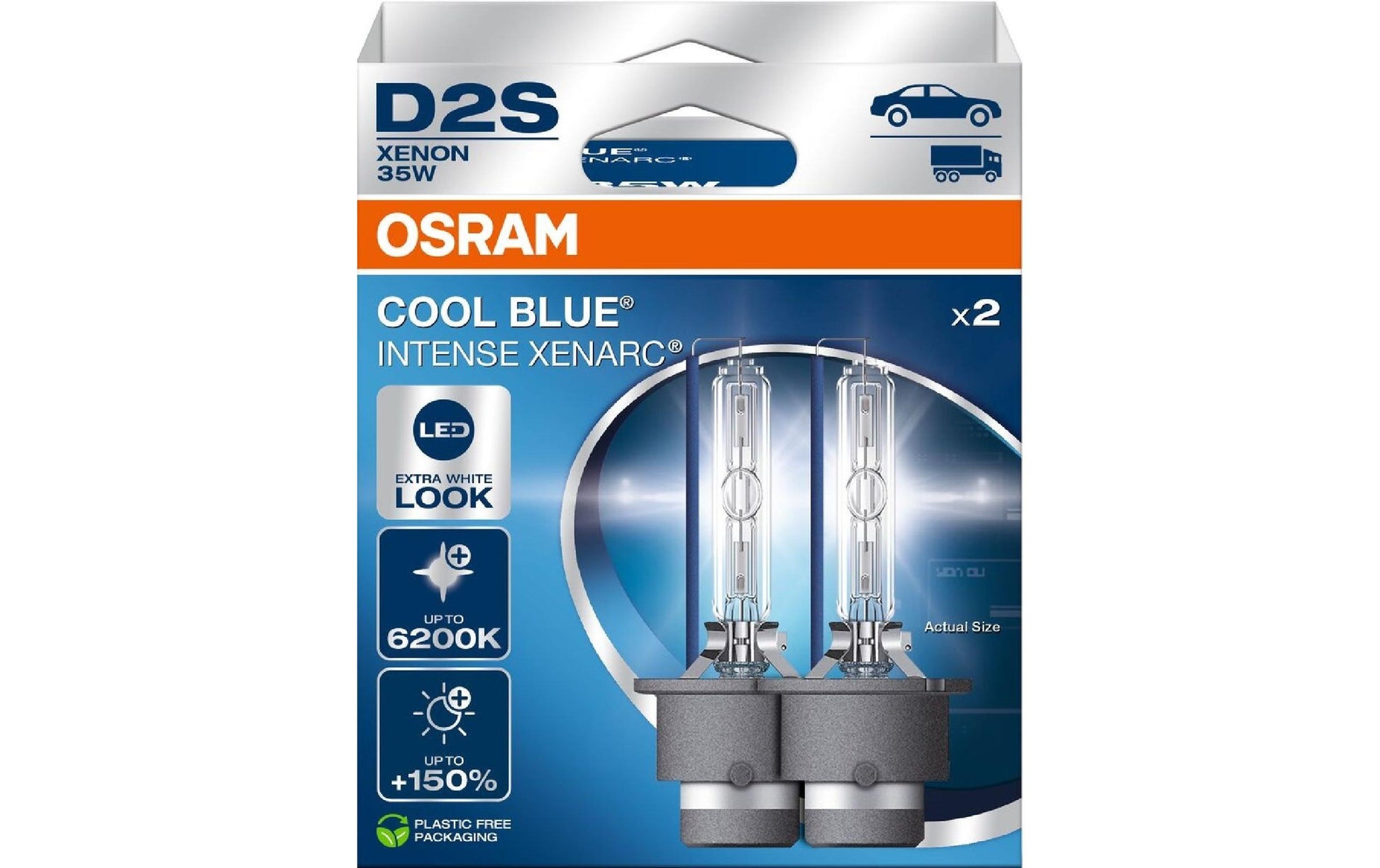 Osram Xenarc Cool Blue Intense Leuchtmittel D2S PK32d-2 – 6200 K (Kaltweiss), 3200 lm, 35 W – für PKW