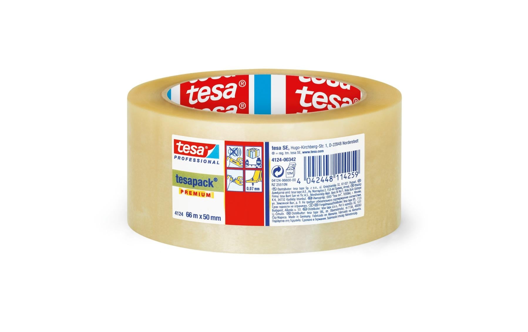 TESA Verpackungsklebeband, PVC, transparent – 50 mm × 66 m