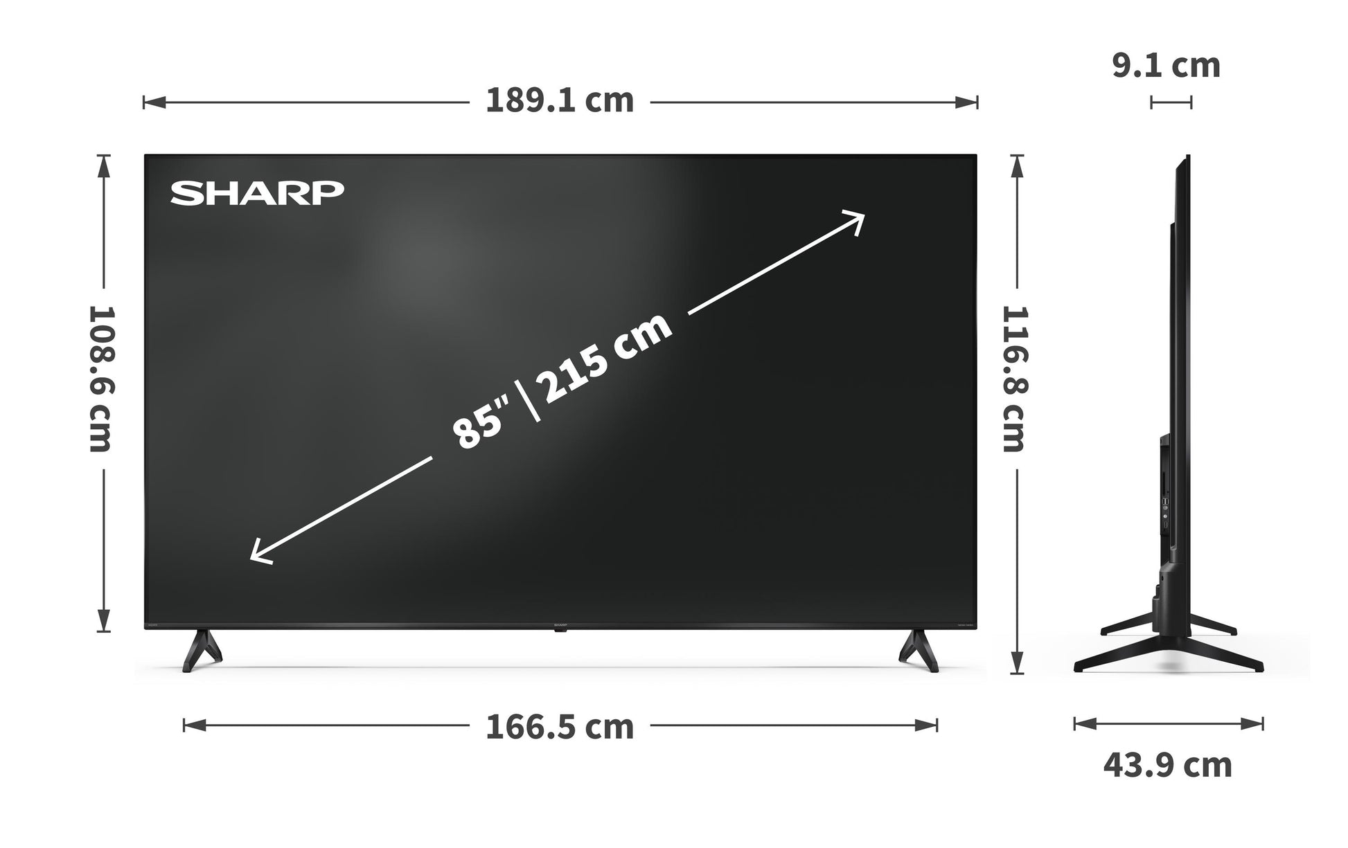 Sharp 85HP5465E – 85" TV – 4K UHD – QLED – Google TV – 60 Hz – Dolby Vision
