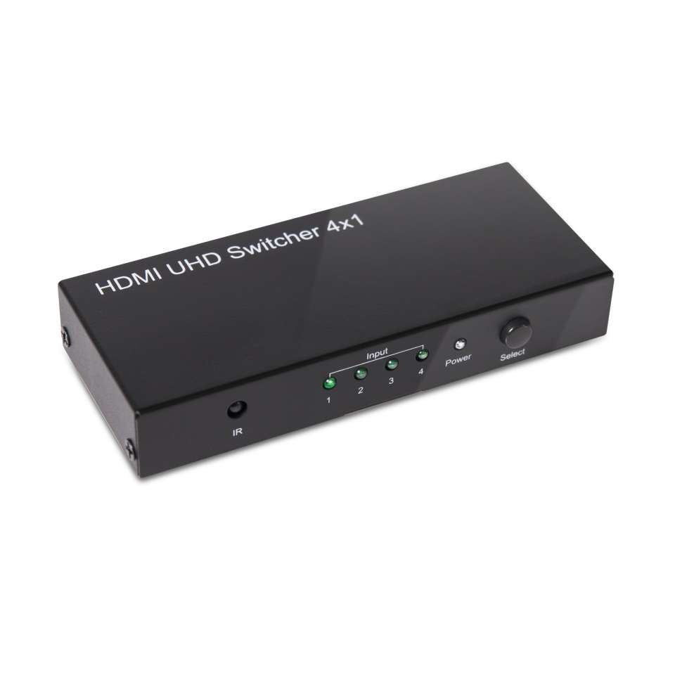 CLUB3D Club 3D – HDMI-Switchbox – 4K UHD, HDMI 2.0a, 4 Eingänge, 1 Ausgang, Fernbedienung – Schwarz, Metall
