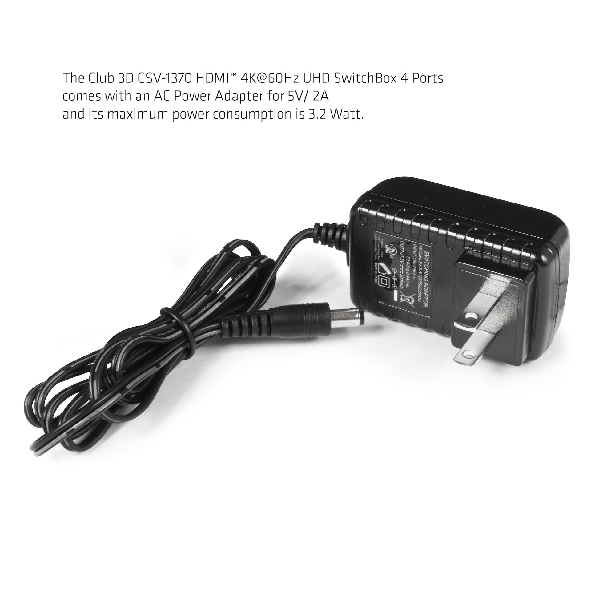 CLUB3D Club 3D – HDMI-Switchbox – 4K UHD, HDMI 2.0a, 4 Eingänge, 1 Ausgang, Fernbedienung – Schwarz, Metall