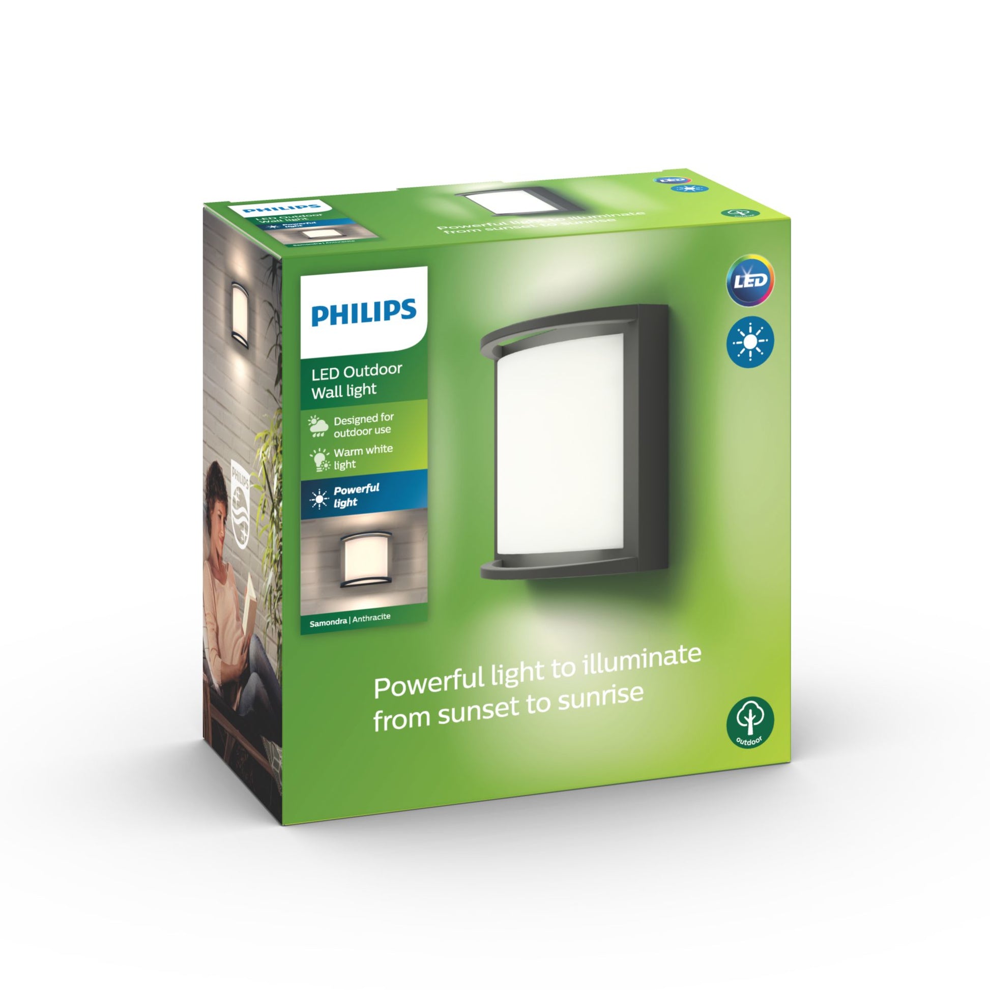 Philips by Signify Philips Aussenwandleuchte – 1200 lm, 12 W, Warmweiss, 2700 K, IP44, Netzbetrieb, Anthrazit, Aluminium