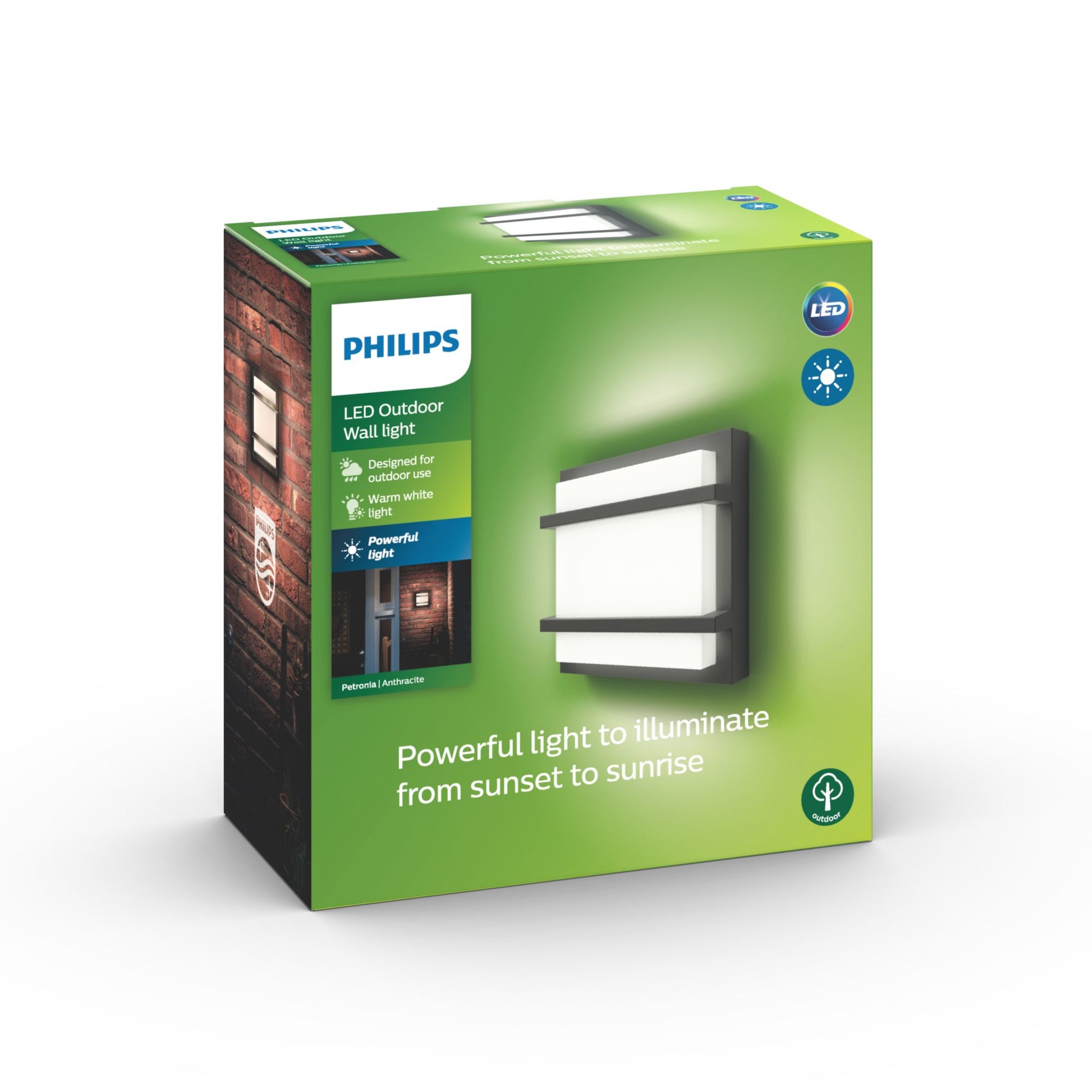 Philips by Signify Philips Aussenwandleuchte – 1'200 lm, 12 W – Warmweiss, 2700 K – IP44 – Netzbetrieb – Anthrazit, Aluminium