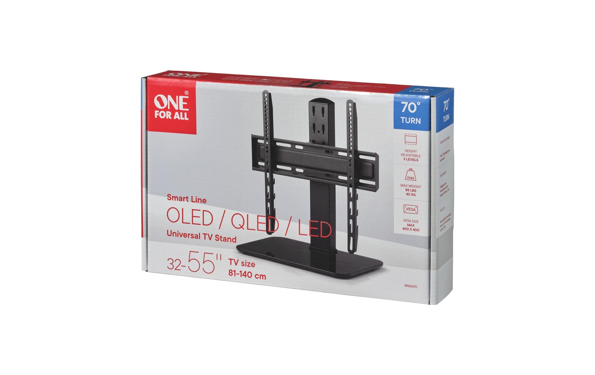 One For All Ultra Slim Line WM2470 Standfuss TableTop – bis 40 kg – für 32–55" TVs – Schwarz