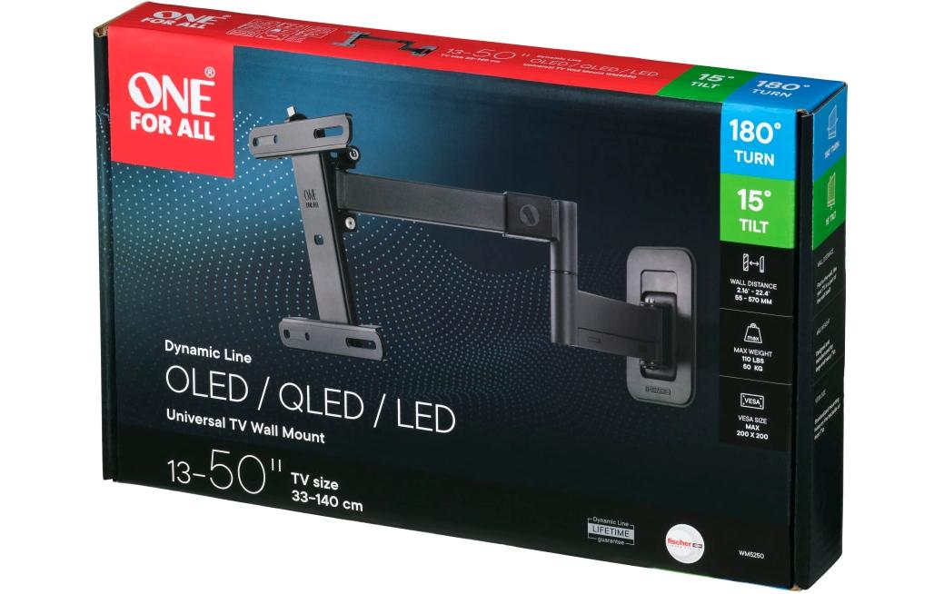 One For All Wandhalterung – Vollbeweglich – 13–50" – VESA 100×100–200×200 – bis 50 kg, für TV/Monitore