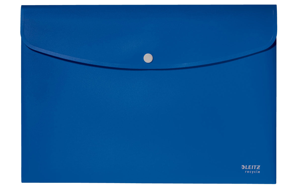 Leitz Dokumentenmappe A4 – Druckknopf, Kunststoff, Blau, bis 60 Blatt