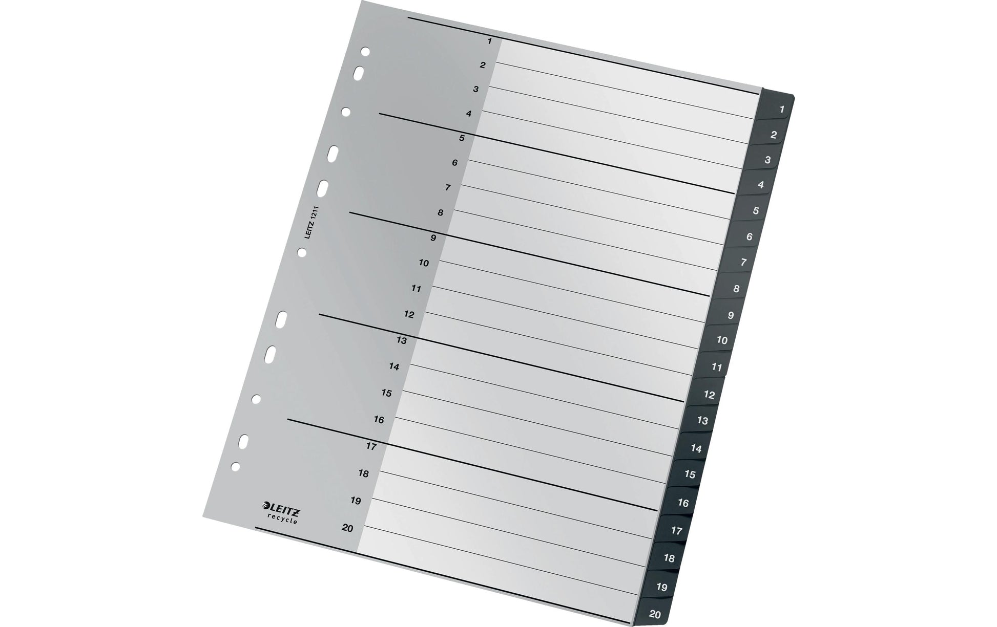 Leitz 12110000 Register – PP, schwarz, weiss, unbedruckt
