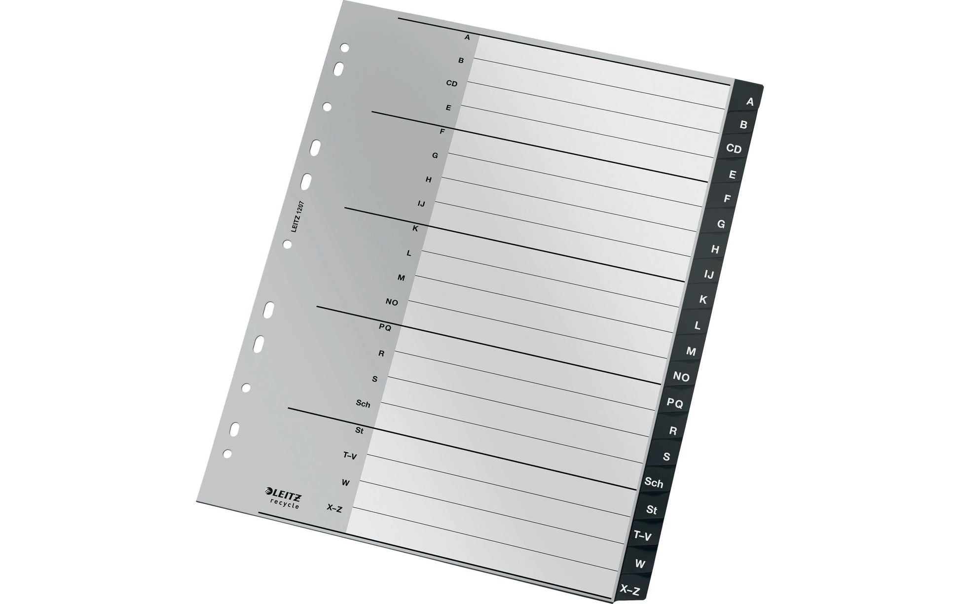 Leitz 12070000 Register – PP, schwarz, weiss, unbedruckt, leerer Registerindex