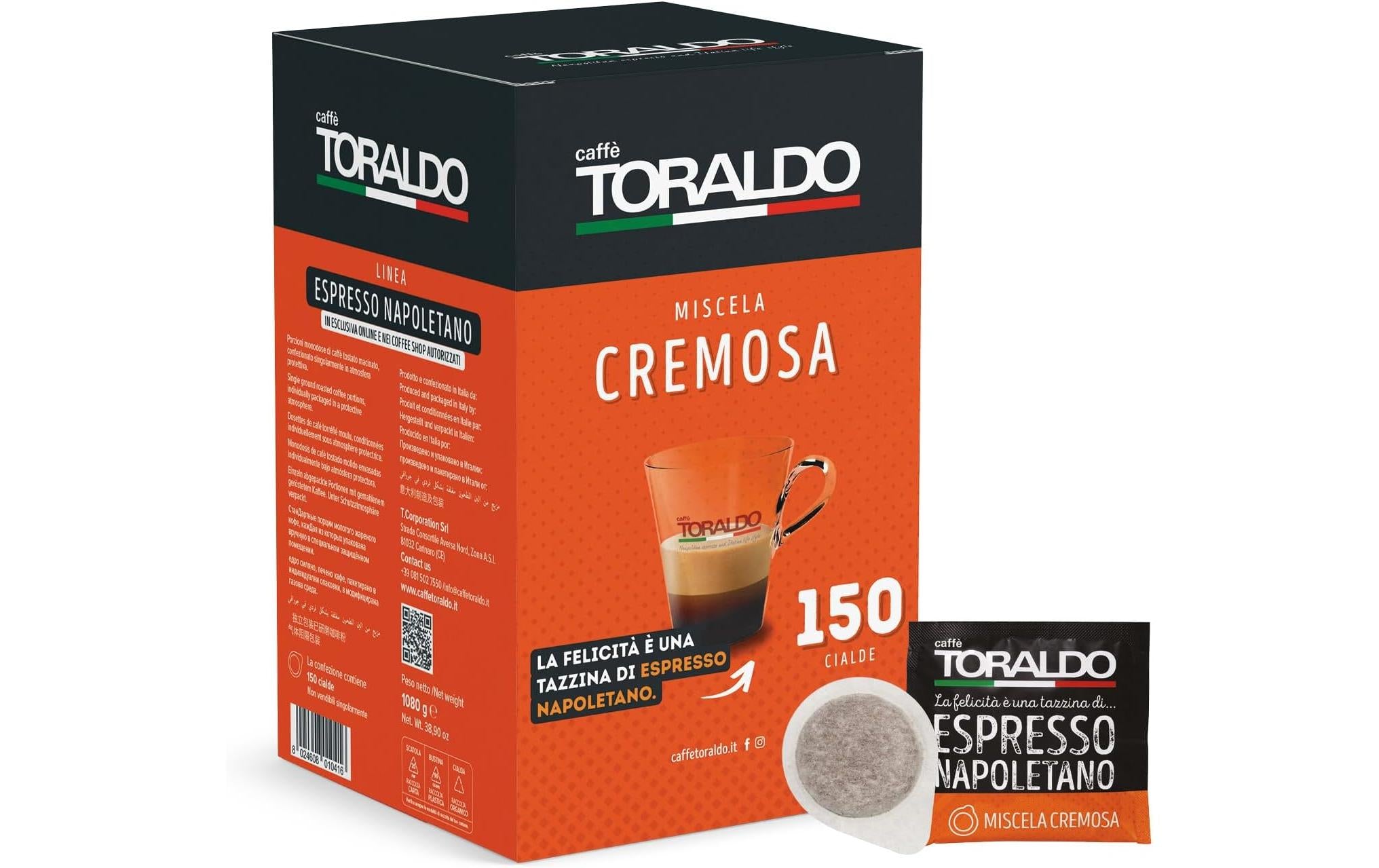 Caffè toraldo Miscela Cremosa – Kaffeepads für E.S.E. – Espresso, 150 Pads