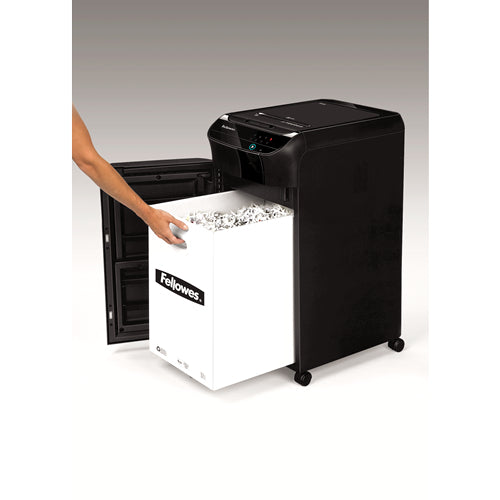 Fellowes AutoMax 350C – Aktenvernichter mit Autofeed 350 Blatt, DIN P-4, Partikelschnitt 4 × 38 mm, 68 l