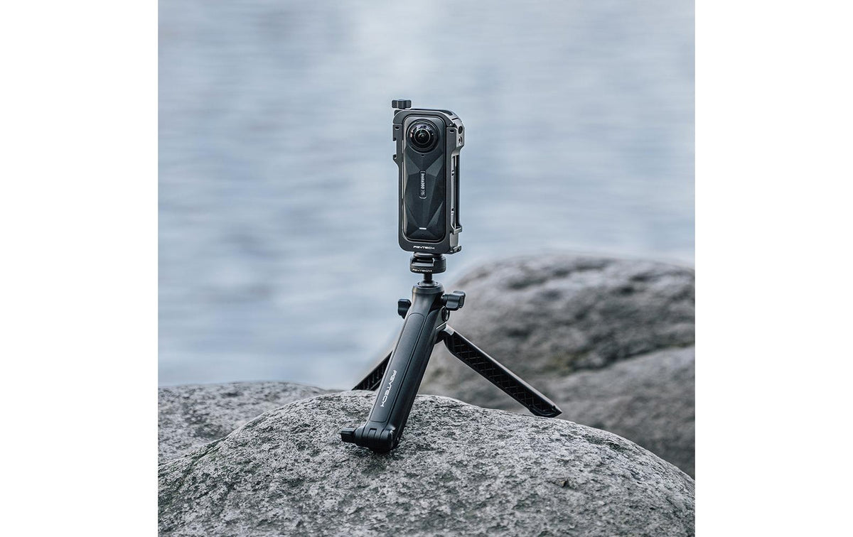 PGYTECH Kamerakäfig – Aluminium/Silikon, 62 × 22 × 145 mm – für Insta360 X5 – Schwarz