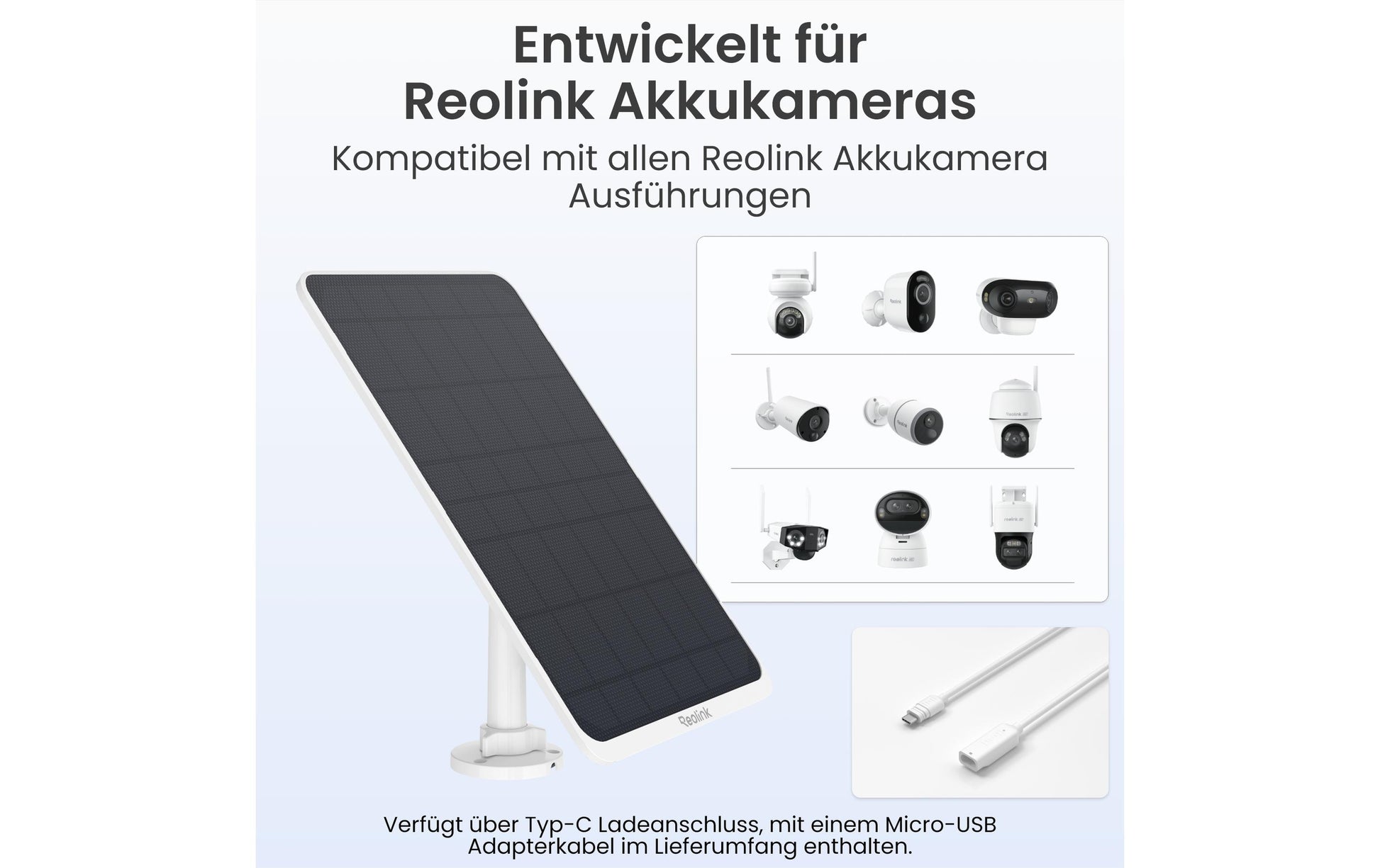 Reolink zubehör Reolink Solarpanel V3 – für Reolink Kameras mit USB-C – Weiss