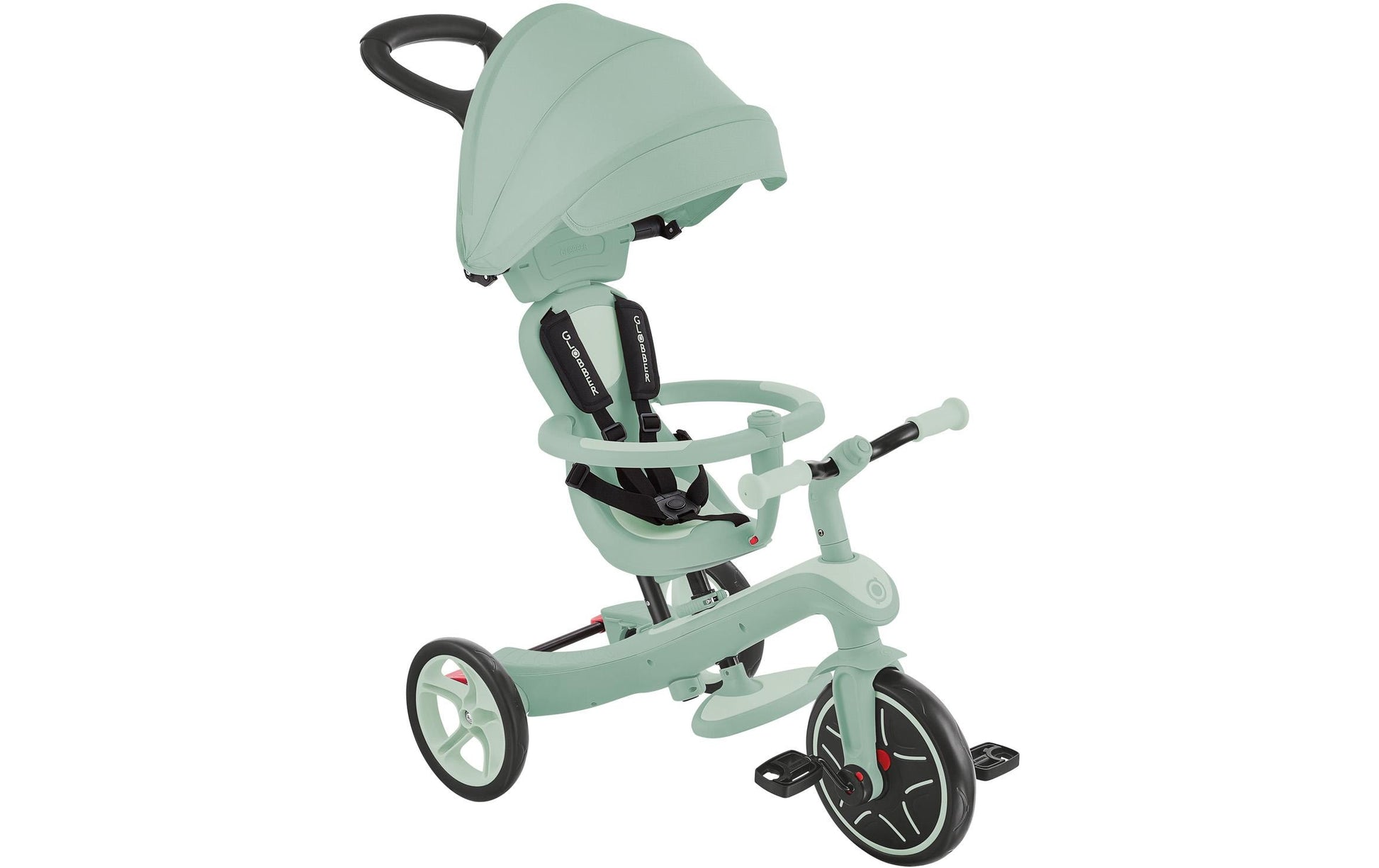 Globber Explorer 4-in-1 Dreirad – Schiebestange, verstellbarer Sitz – Ø 25,4 cm – ab 10 M. – Pistazie