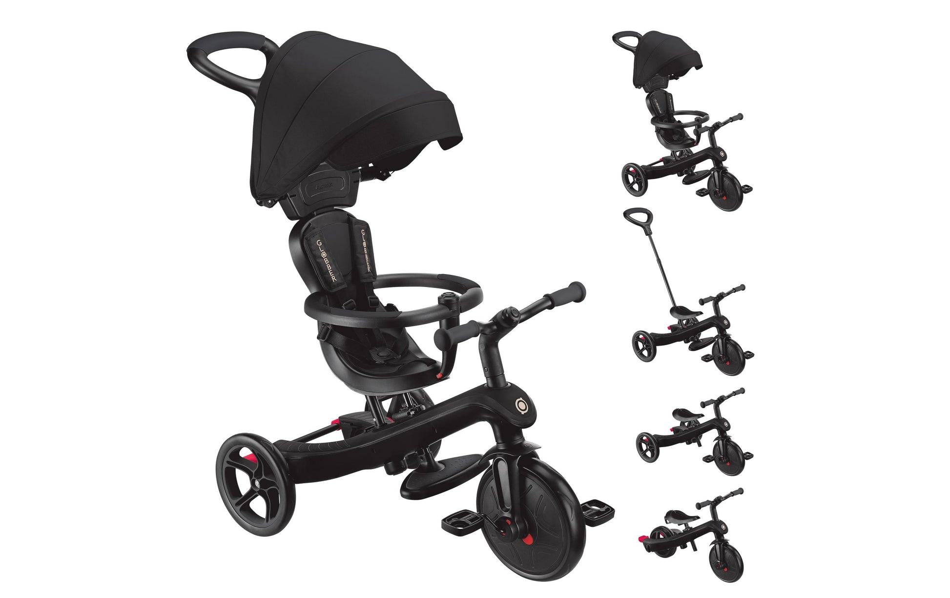Globber Explorer 4-in-1 Dreirad – verstellbarer Sitz, Schiebestange, bis 20 kg – ab 10 Monaten – schwarz