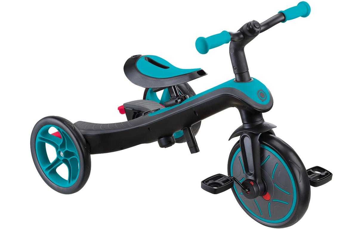 Globber Trike Explorer 4 in 1 – verstellbarer Sitz, Schiebestange, bis 20 kg – ab 10 Monaten – blaugrün