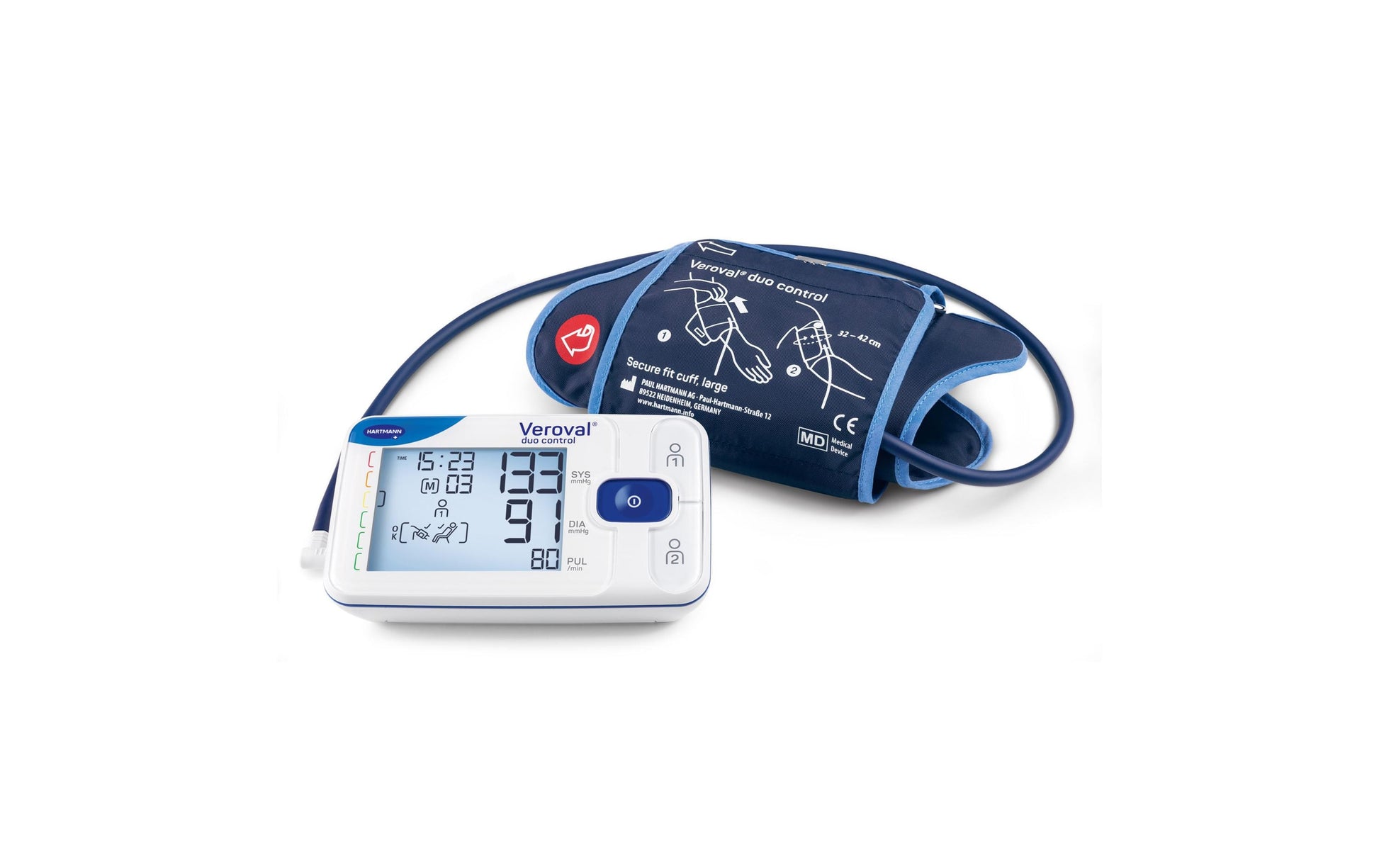Veroval Duo Control M – Oberarm-Blutdruckmessgerät – Bluetooth, Manschette 22–32 cm, Arrhythmie-Erkennung
