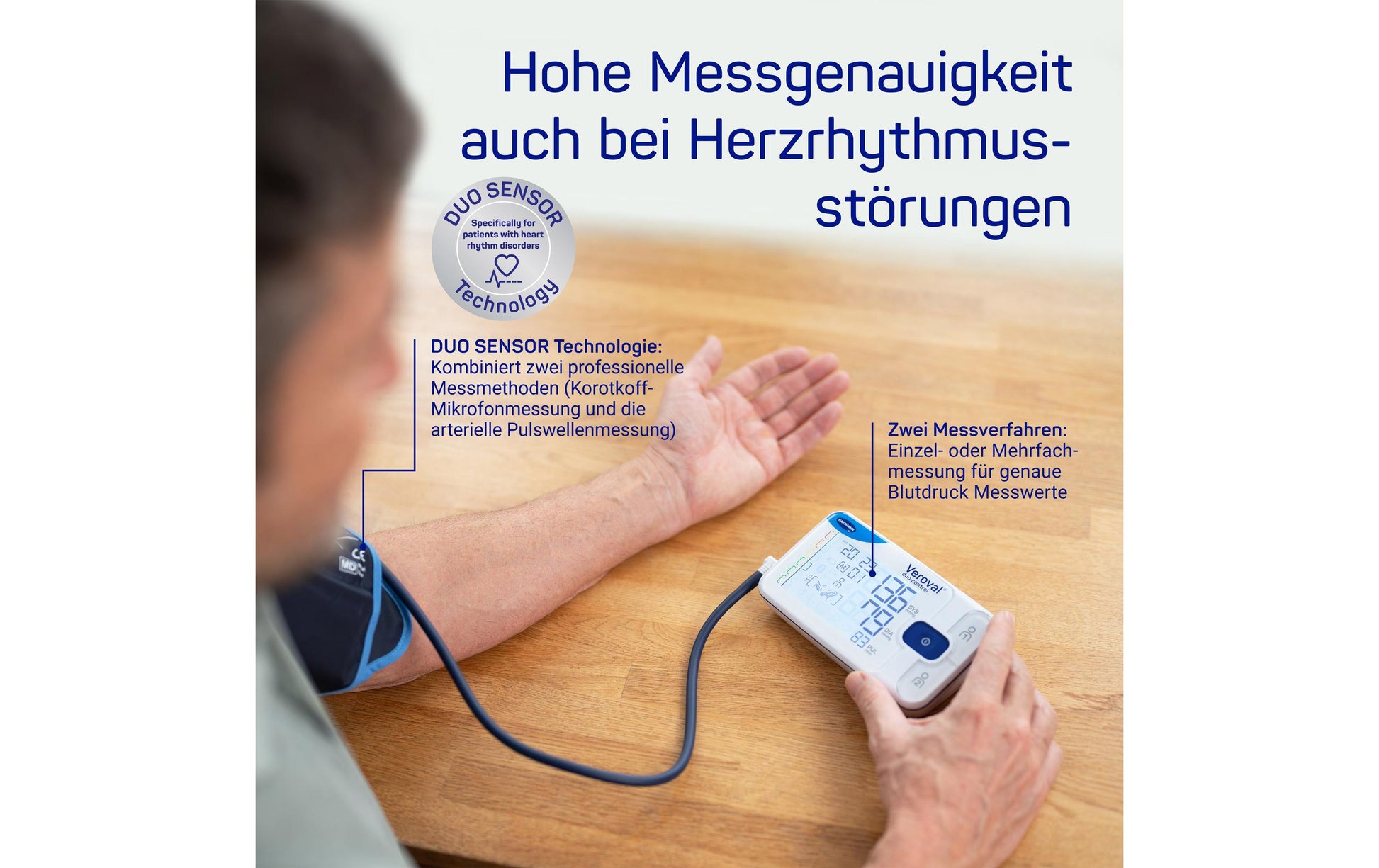 Veroval Duo Control M – Oberarm-Blutdruckmessgerät – Bluetooth, Manschette 22–32 cm, Arrhythmie-Erkennung