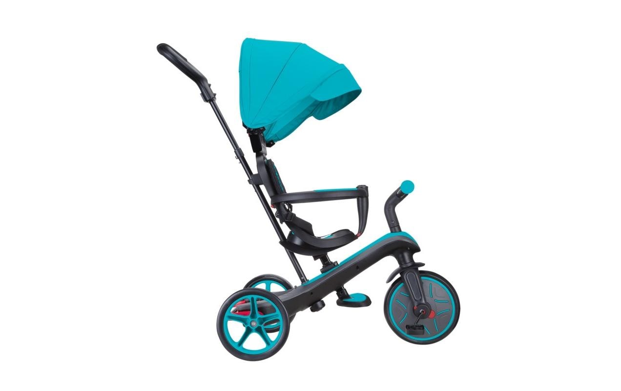 Globber Trike Explorer 4 in 1 – verstellbarer Sitz, Schiebestange, bis 20 kg – ab 10 Monaten – blaugrün