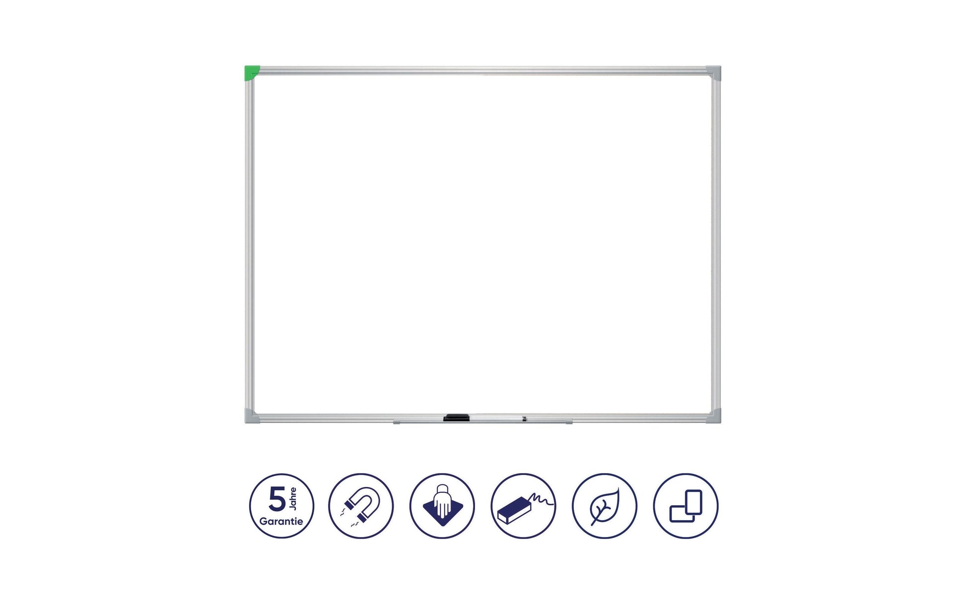 Franken Whiteboard – 90 × 120 cm, lackierter Stahl, magnetisch, Aluminiumrahmen, silber, Wandmontage