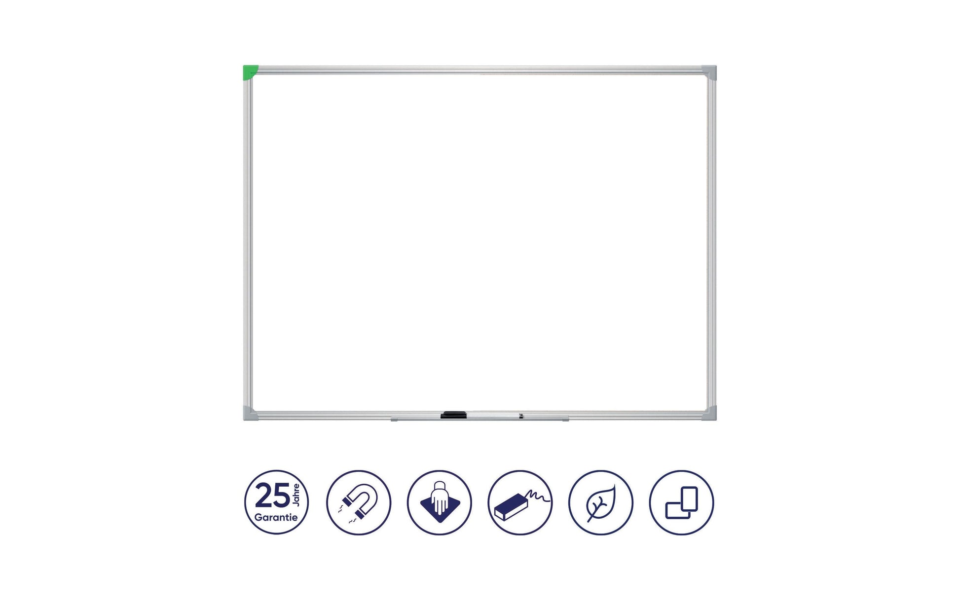 Franken Whiteboard – 120 × 90 cm, Emaille, magnetisch, Alu-Rahmen, Wandmontage, inkl. Stiftablage