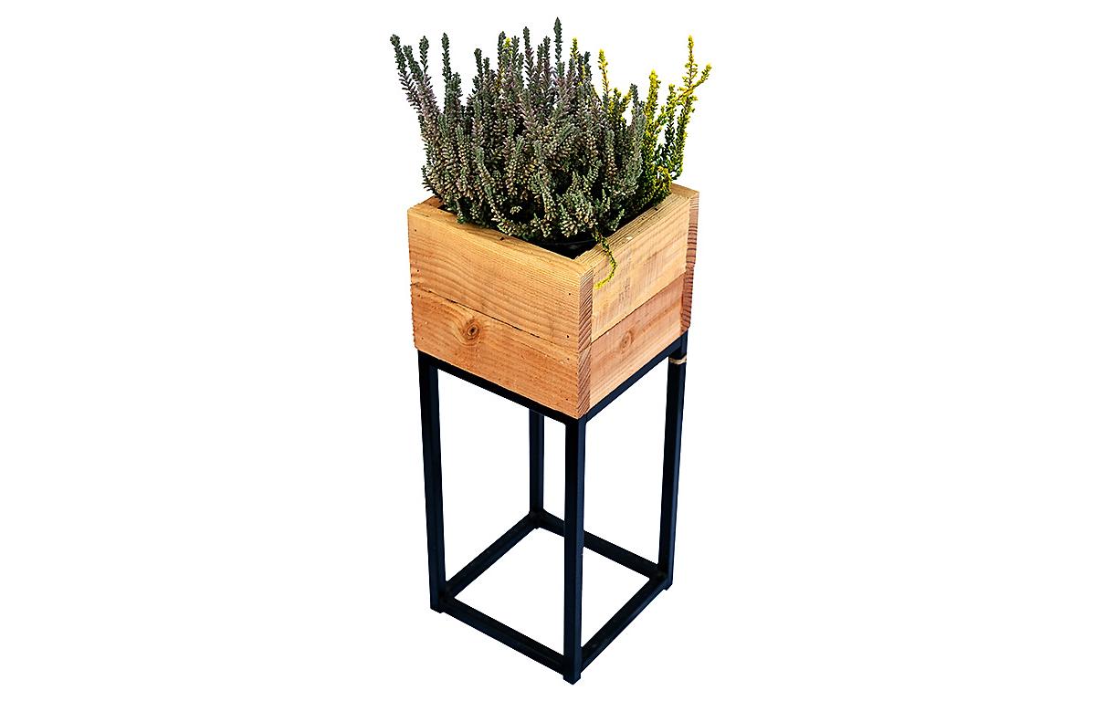 Innovesta Blumenkasten mit Untergestell – 20 × 50 × 20 cm – Holz (Douglasie), braun