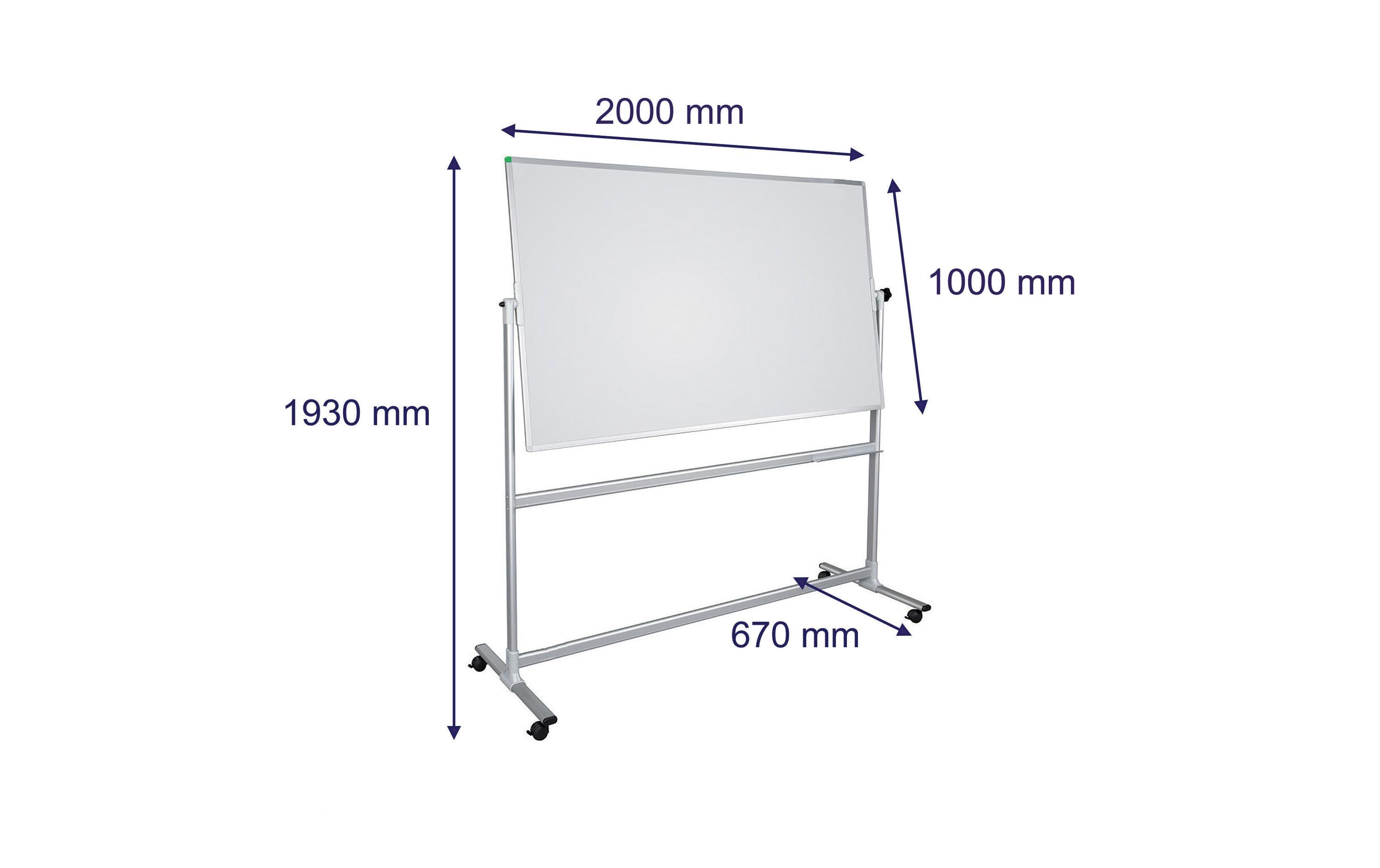 Franken Mobiles Whiteboard – magnetisch, beidseitig, drehbar – 200 × 100 cm