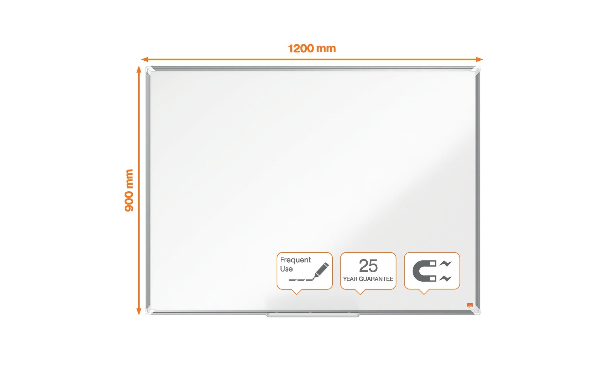 Nobo Whiteboard – 120 × 90 cm, Emaille, magnetisch, Aluminiumrahmen, Wandmontage