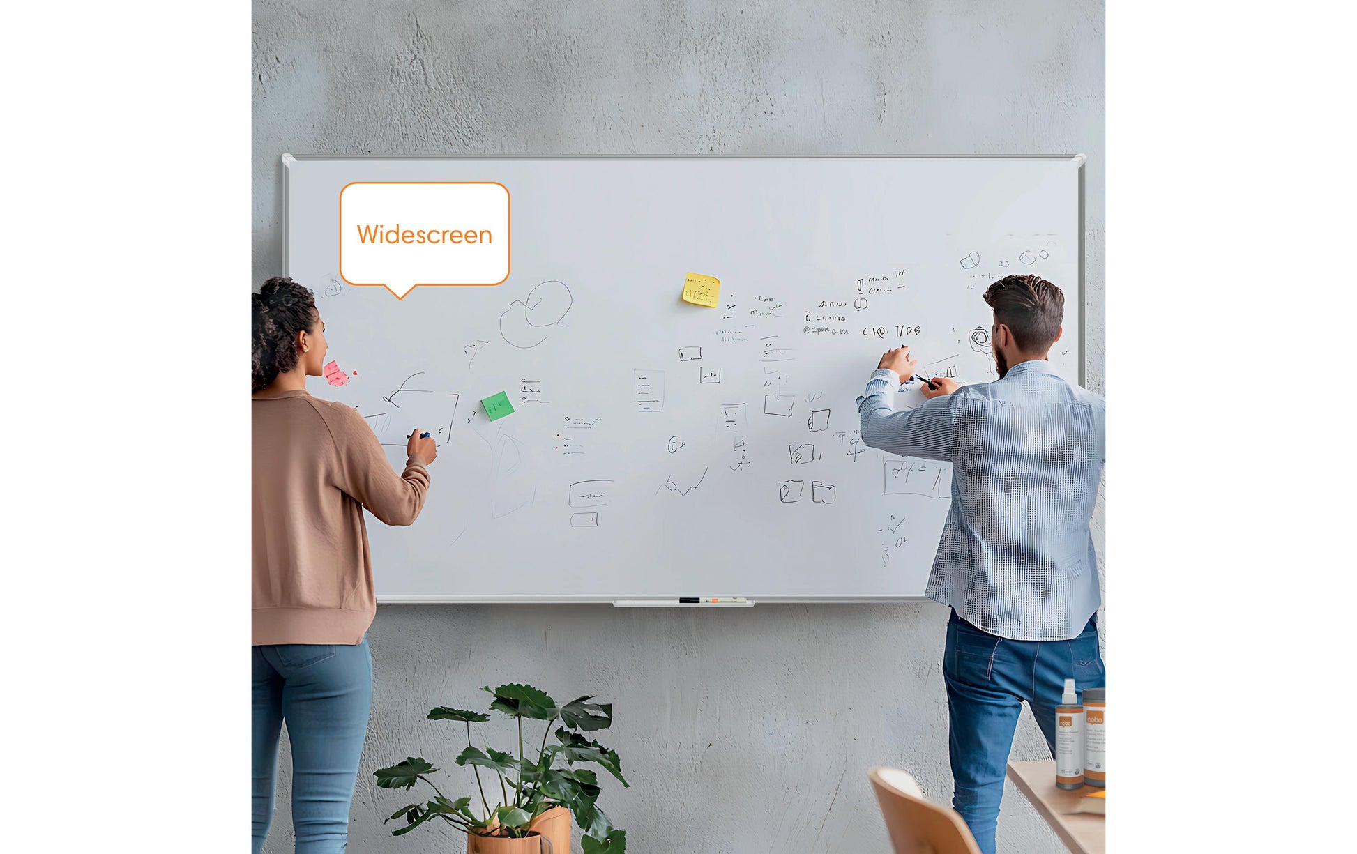 Nobo Whiteboard – 122 × 69 cm, lackierter Stahl, magnetisch, Aluminiumrahmen, Wandmontage