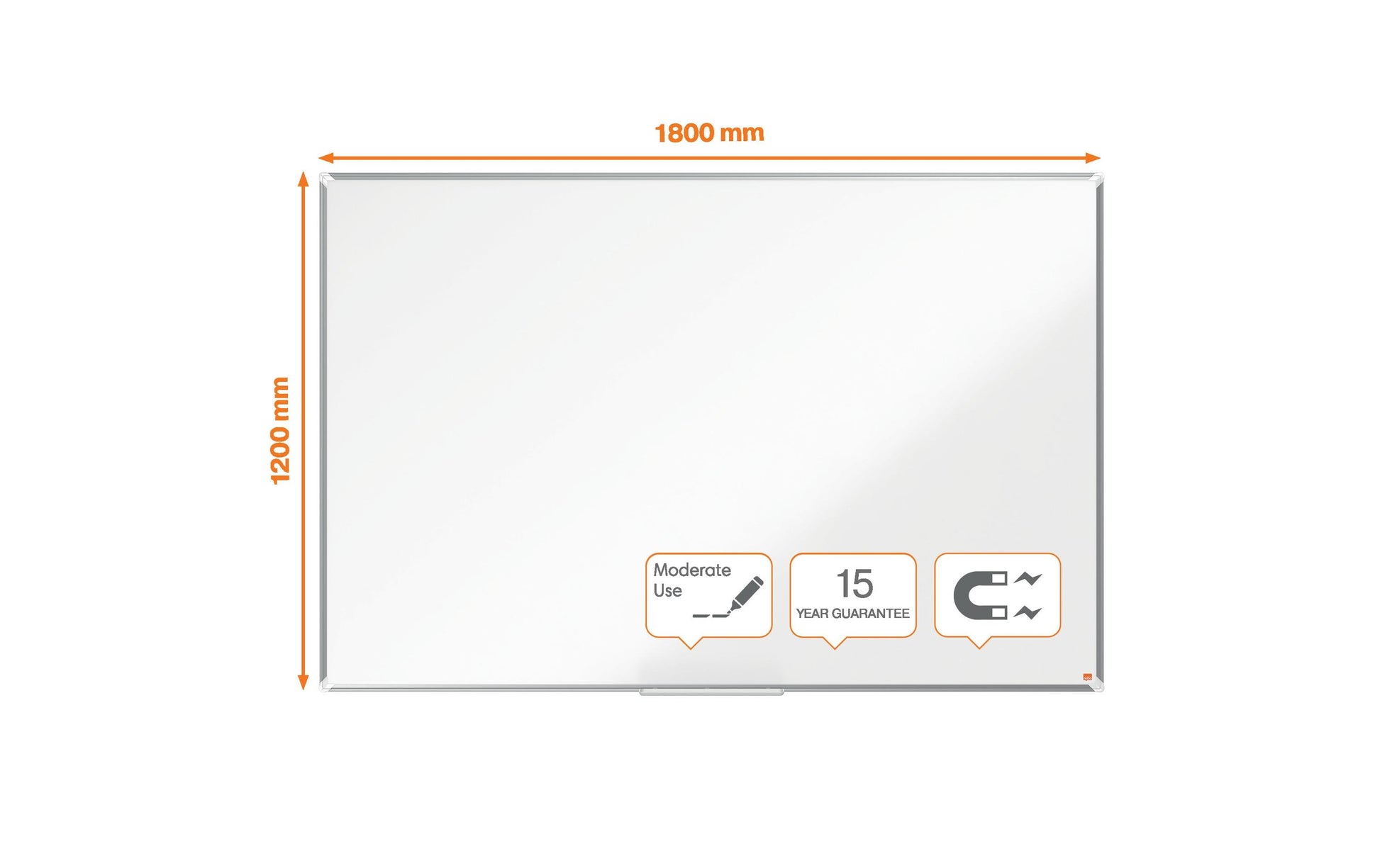 Nobo Whiteboard – 180 × 120 cm, lackierter Stahl, magnetisch, Aluminiumrahmen, Wandmontage
