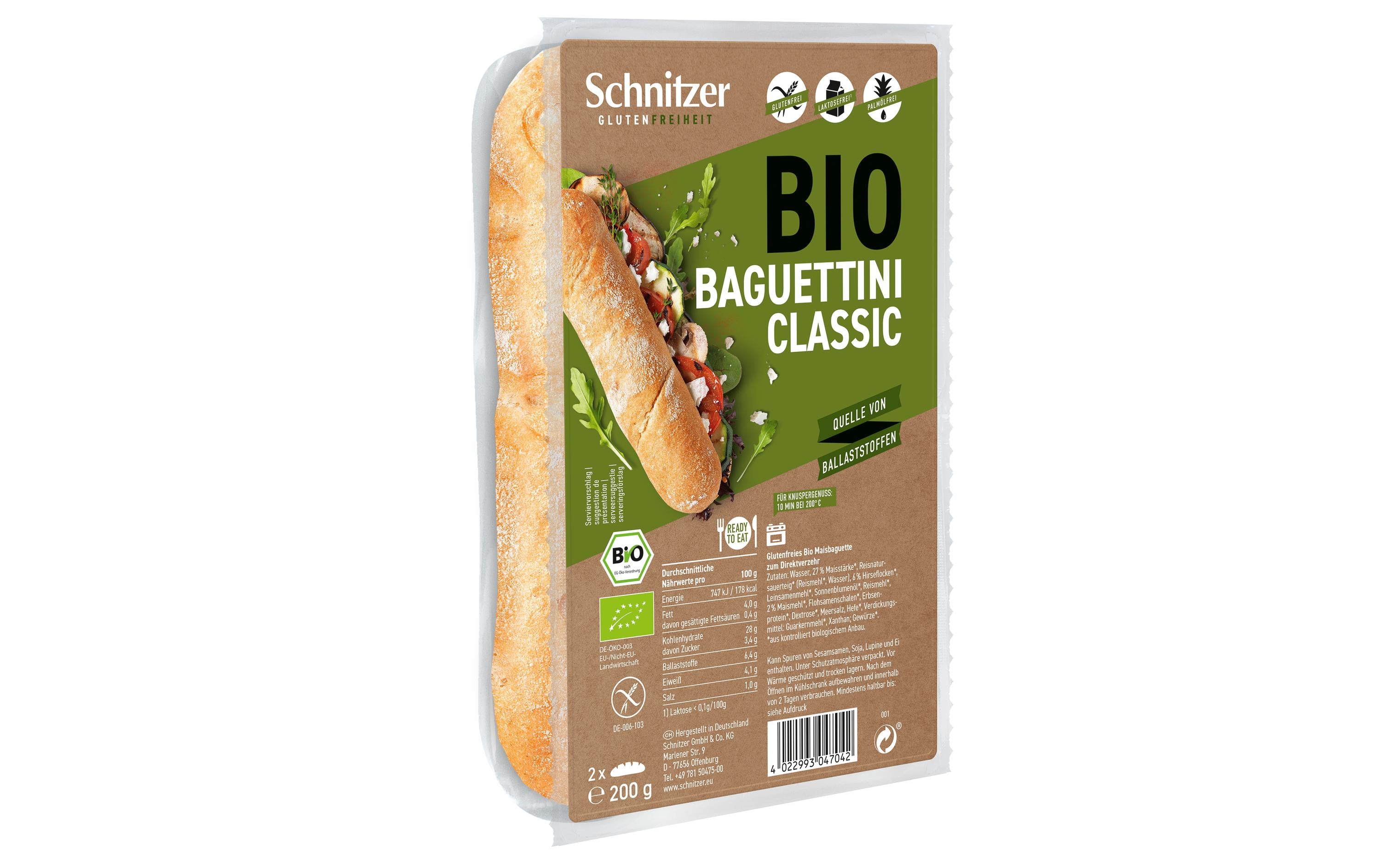 Schnitzer Maisbaguette Classic hell – Bio, glutenfrei – 200 g