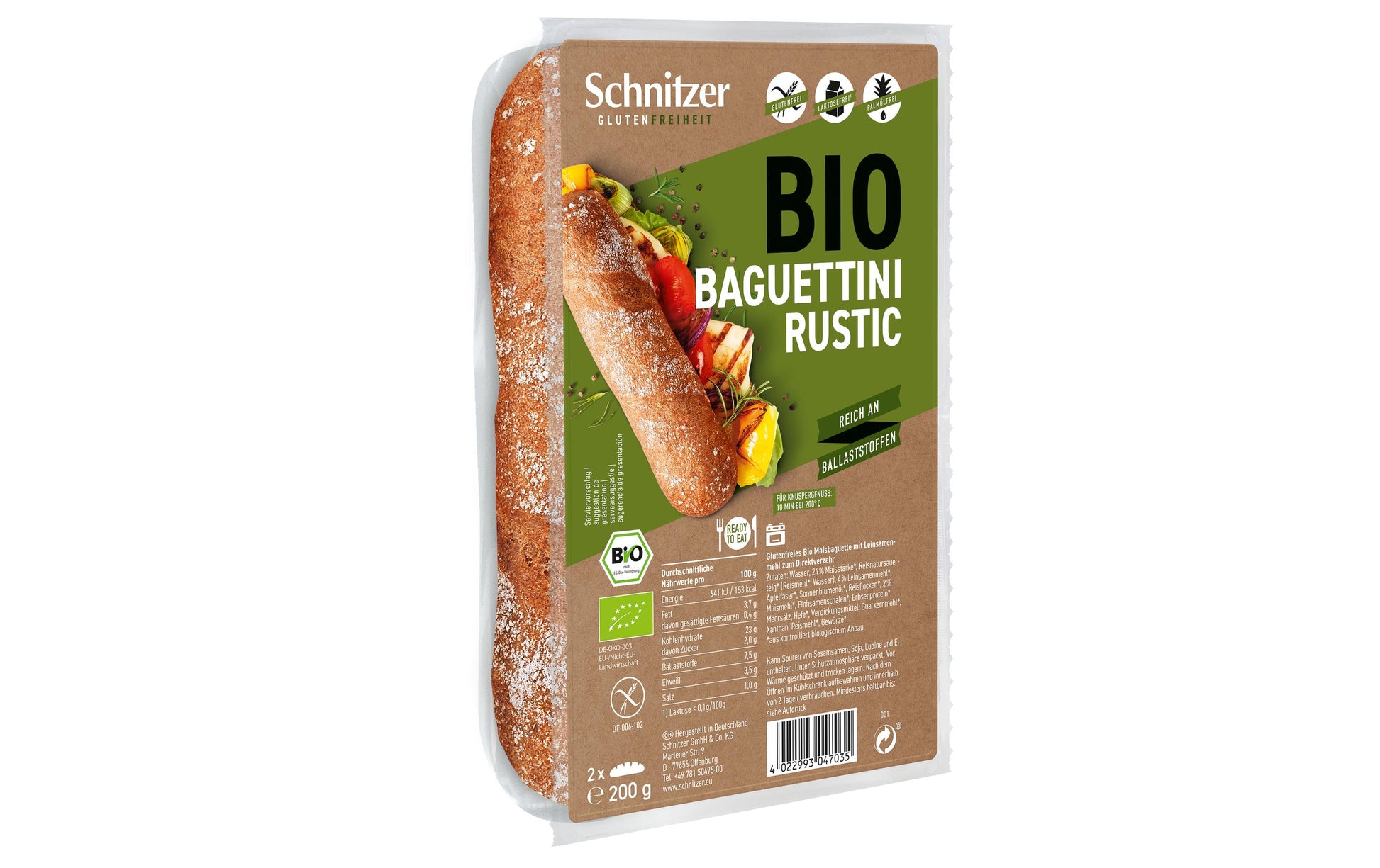 Schnitzer Maisbaguette Baguettini Rustic – Bio, glutenfrei – 200 g