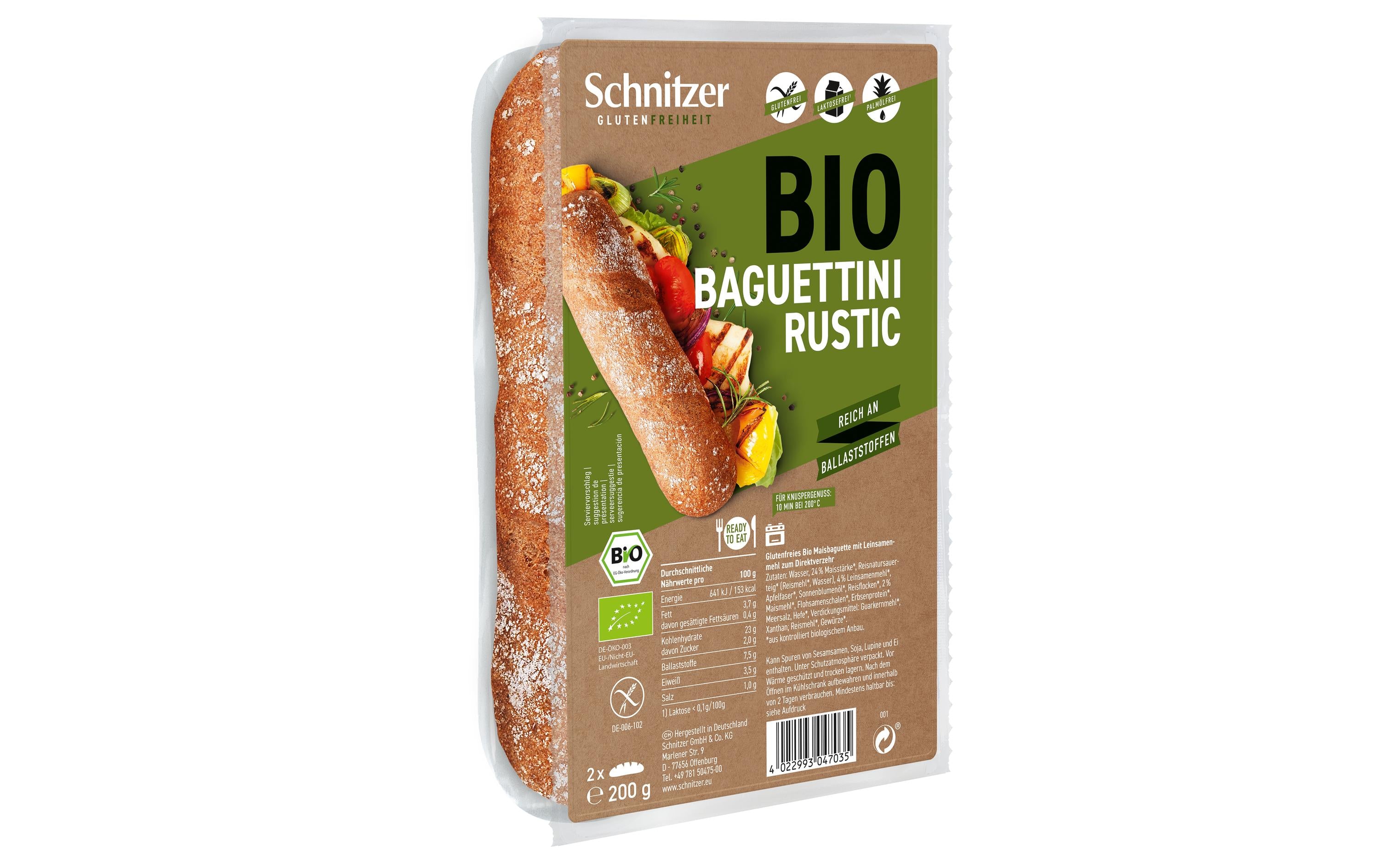 Schnitzer Maisbaguette Baguettini Rustic – Bio, glutenfrei – 200 g