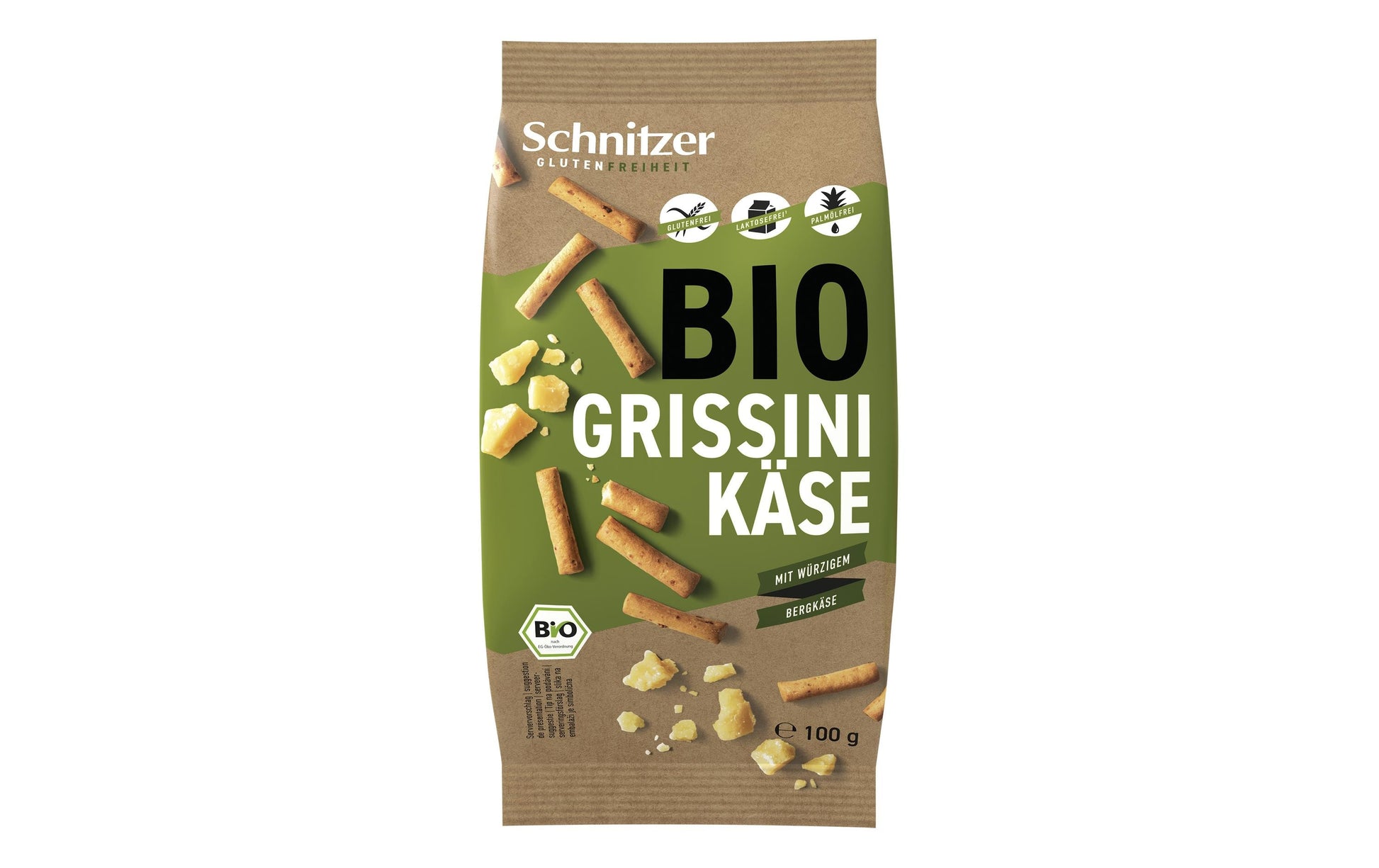 Schnitzer Bio Grissini – Bergkäse, glutenfrei – 100 g