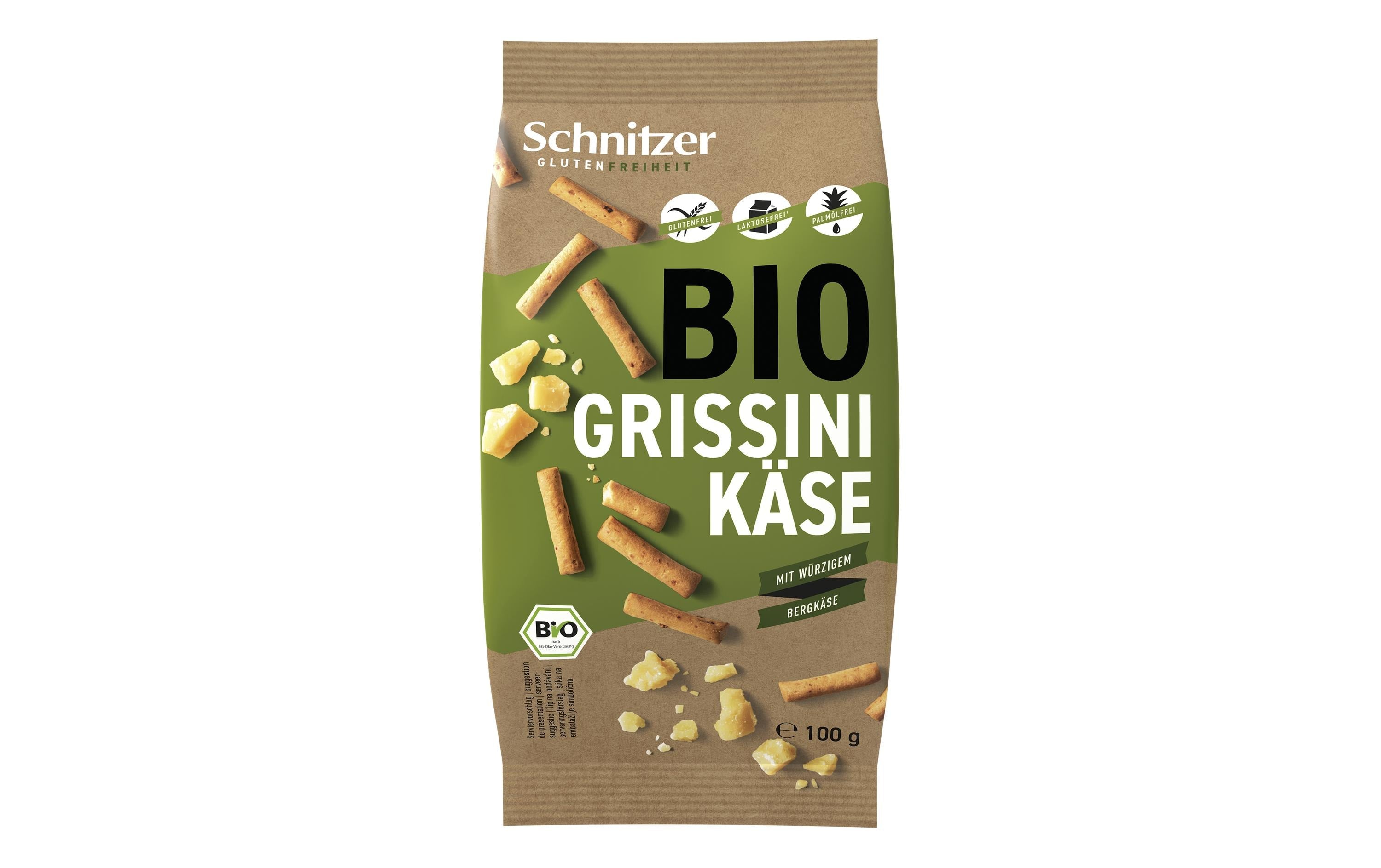 Schnitzer Bio Grissini – Bergkäse, glutenfrei – 100 g