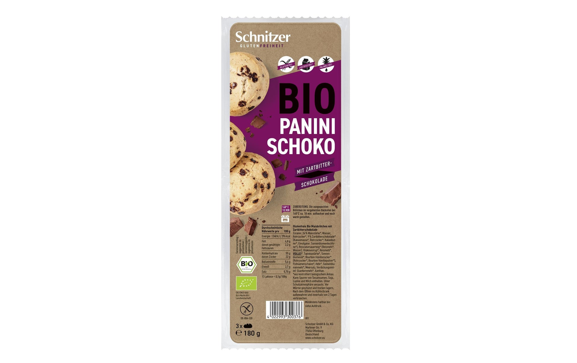 Schnitzer Maisbrötchen mit Zartbitterschokolade – Bio, glutenfrei – 180 g
