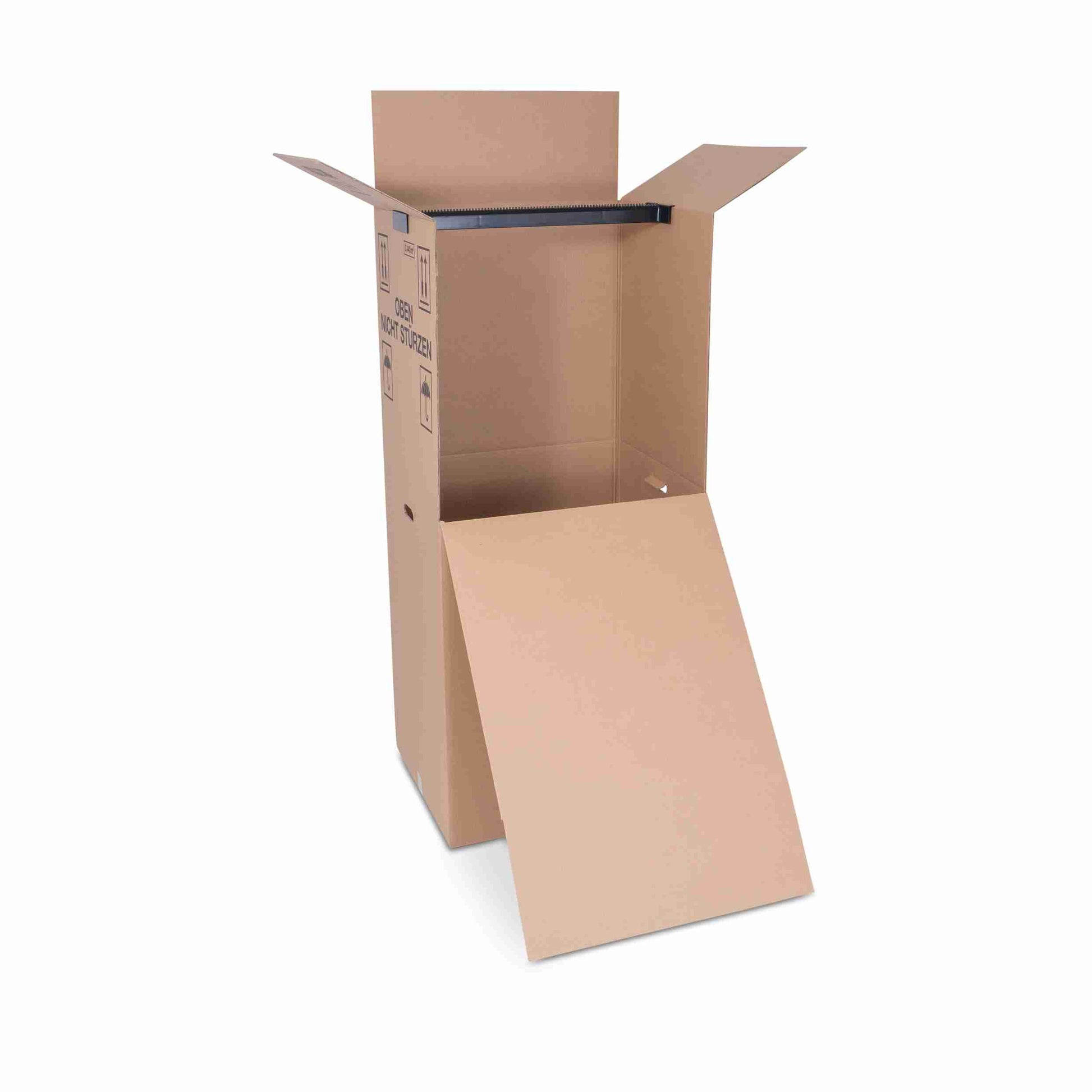 Model Versandverpackung – 600 × 500 × 1'335 mm, braun, Wellkarton, Grifflöcher, selbstklebend – 1 Palette (140 Stk.)