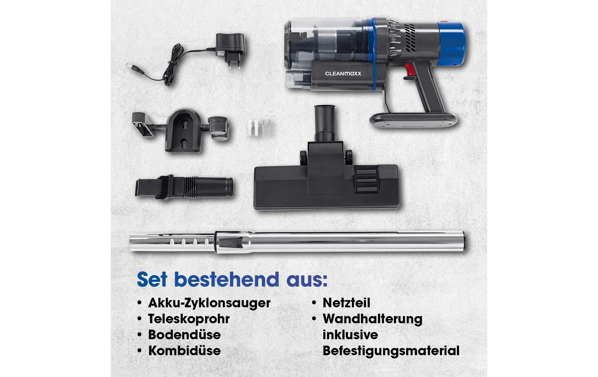 Cleanmaxx Staubsauger – 2000 mAh, 0,8 l, Akkubetrieb, 22 V
