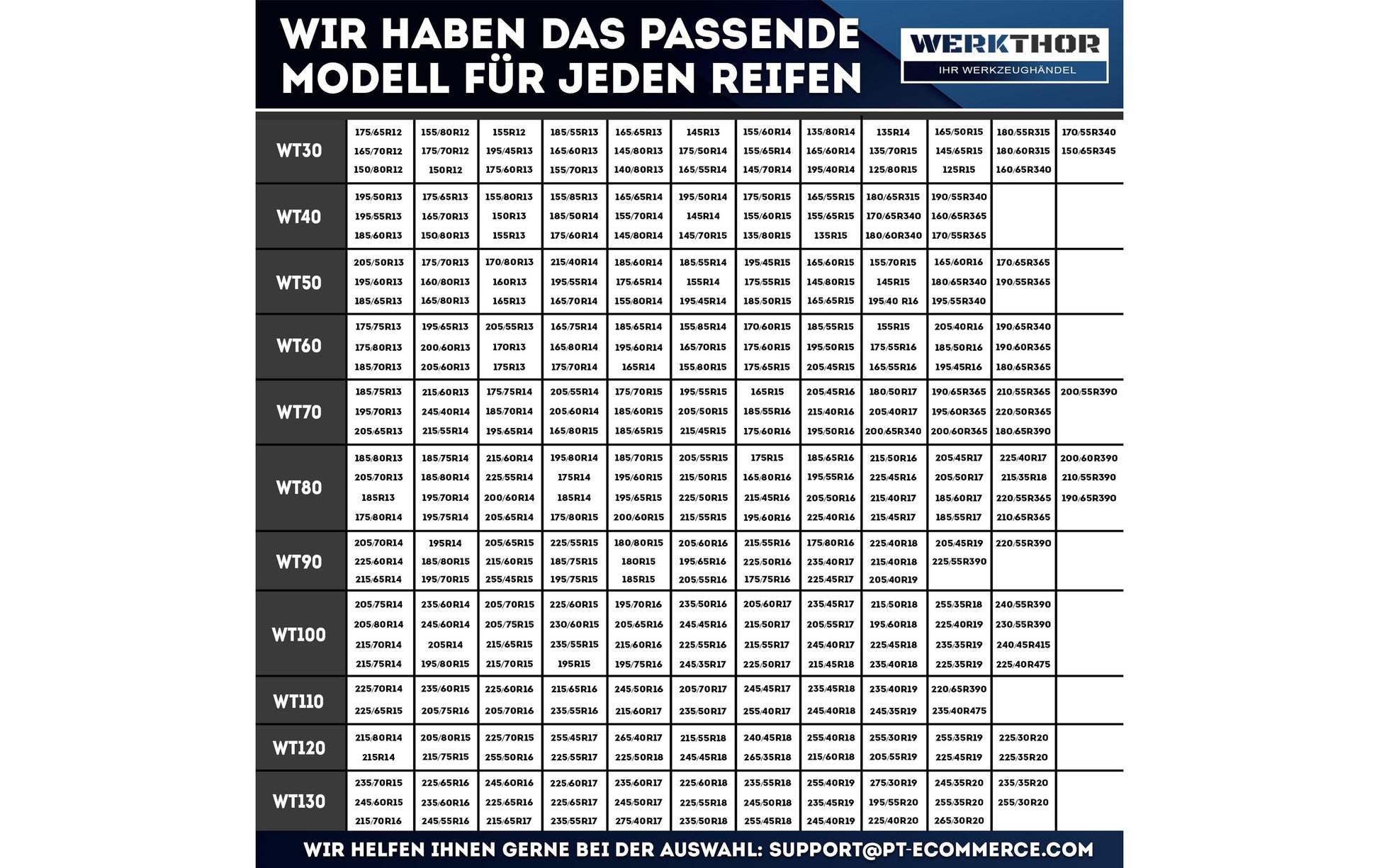 Werkthor Schneeketten – EN- & Ö-Norm zertifiziert, Edelstahl – für 14"/15"/16" und andere – Modell WT 120