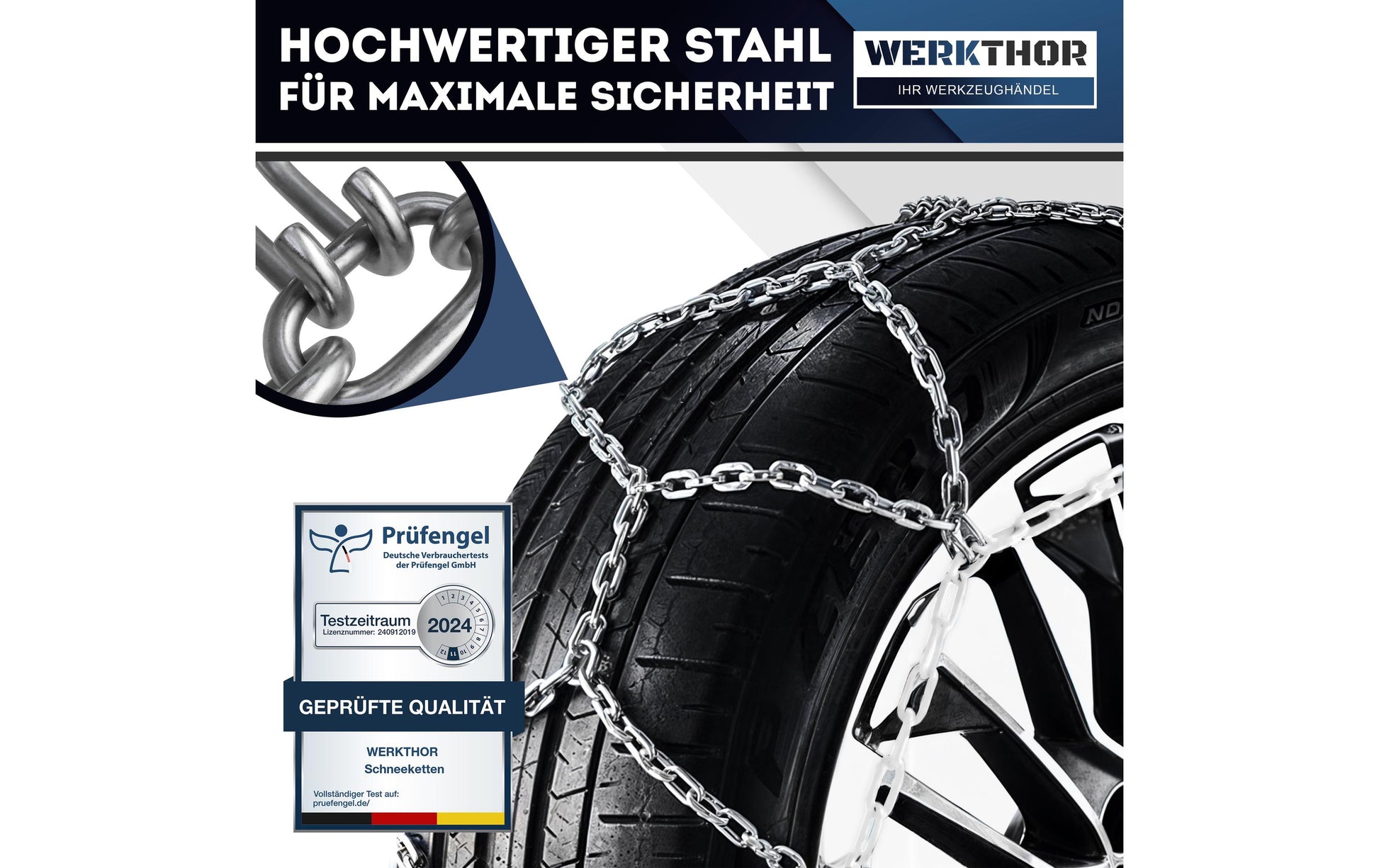 Werkthor Schneeketten – für Reifen 12–15 – 2er Set – Edelstahl
