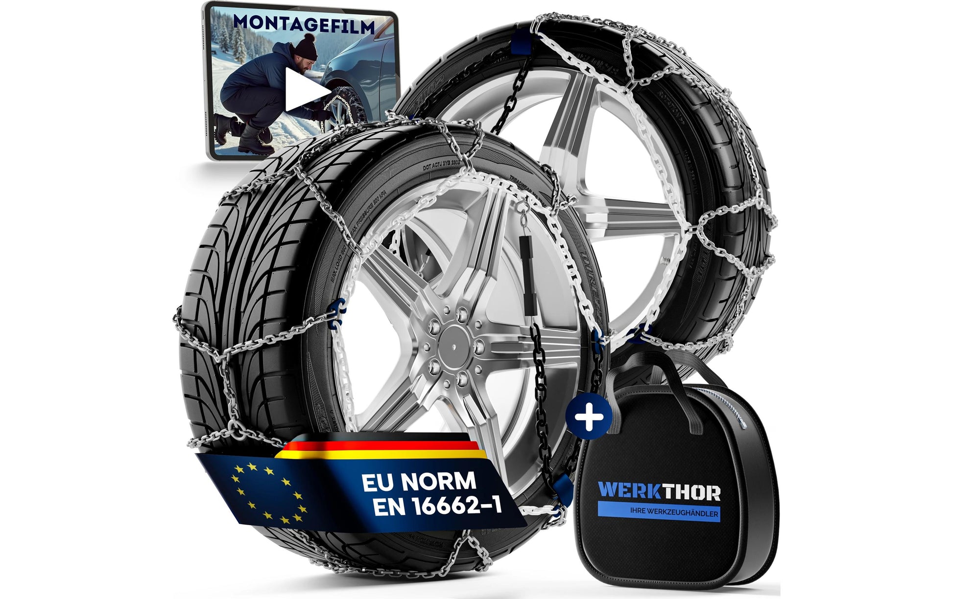 Werkthor Schneeketten – EN- & Ö-Norm zertifiziert, Edelstahl – für 14"/15"/16" und andere – Modell WT 120