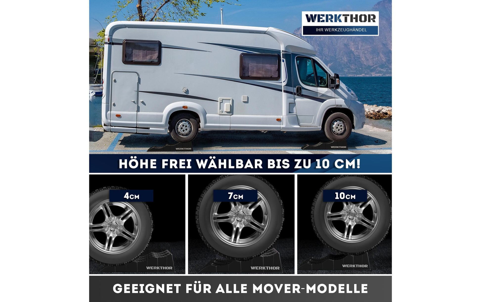 Werkthor Auffahrkeil – Tragkraft 3000 kg, Schwarz, 2er Set