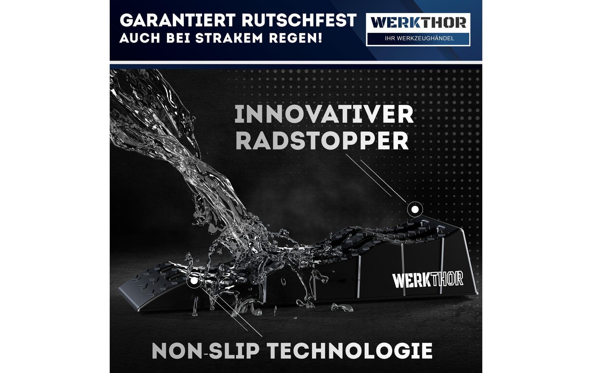 Werkthor Auffahrkeil – Tragkraft 3000 kg, Schwarz, 2er Set